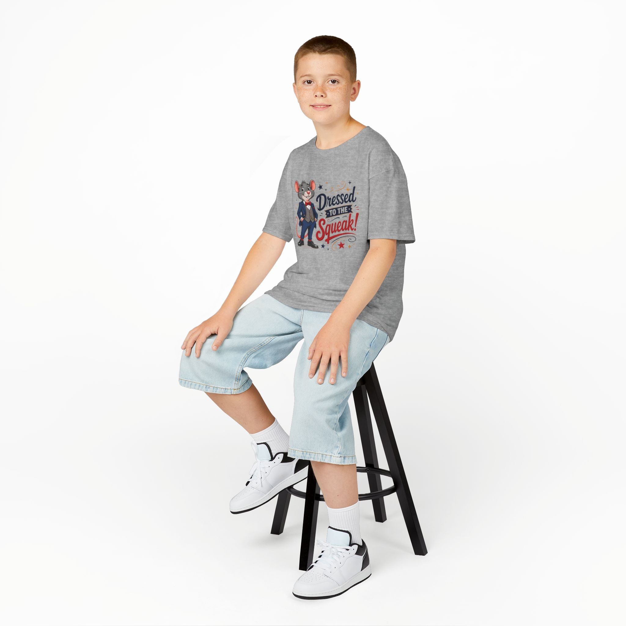 Kids Tee — "Dressed to the Squeak" Cartoon Mouse Graphic