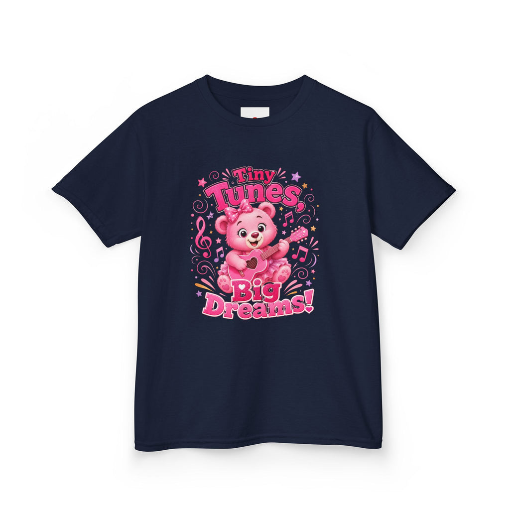 Kids T-Shirt — "Tiny Tunes, Big Dreams" Cute Pink Bear Music Tee