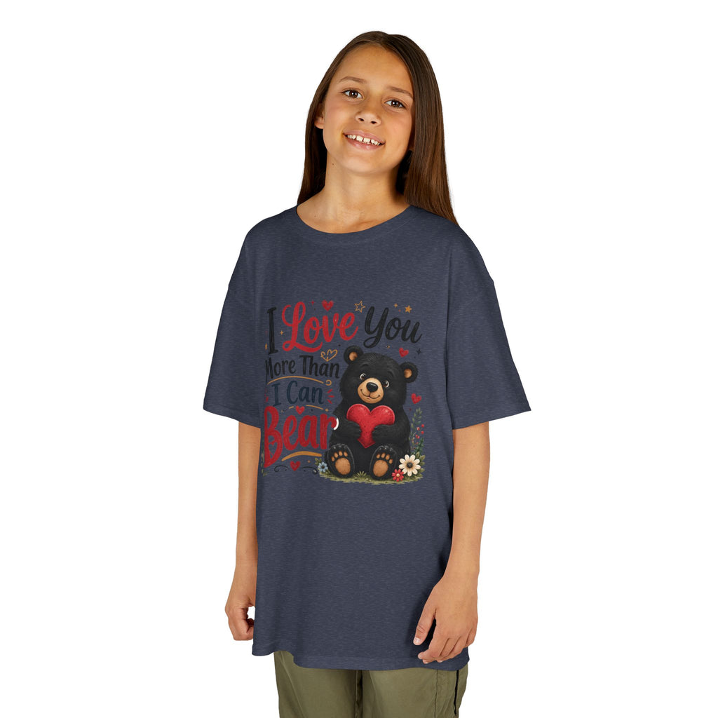 Kids T-Shirt - "I Love You More Than I Can Bear" Cute Bear Valentine Tee