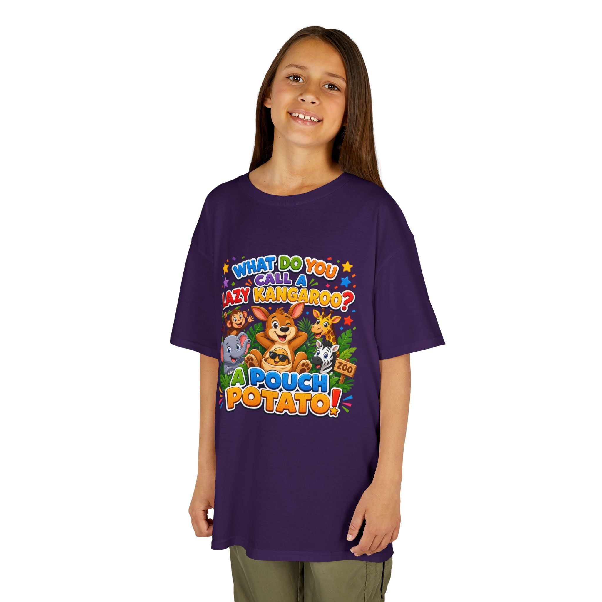 Lazy Kangaroo Pouch Potato Kids T-Shirt | Cute Animal Nursery Tee