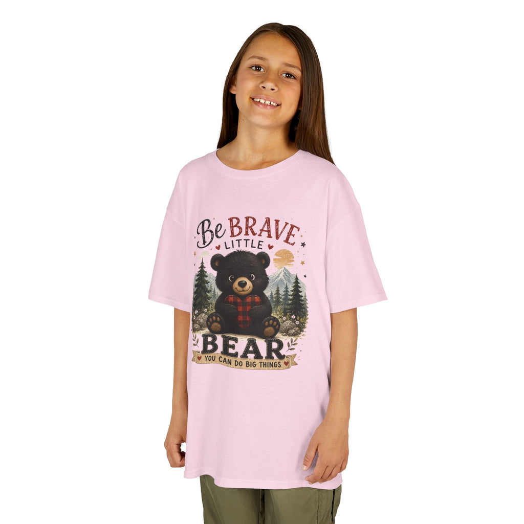Kids T‑Shirt — "Be Brave Little Bear" Cute Woodland Bear Tee for Children, Inspirational Adventure Gift