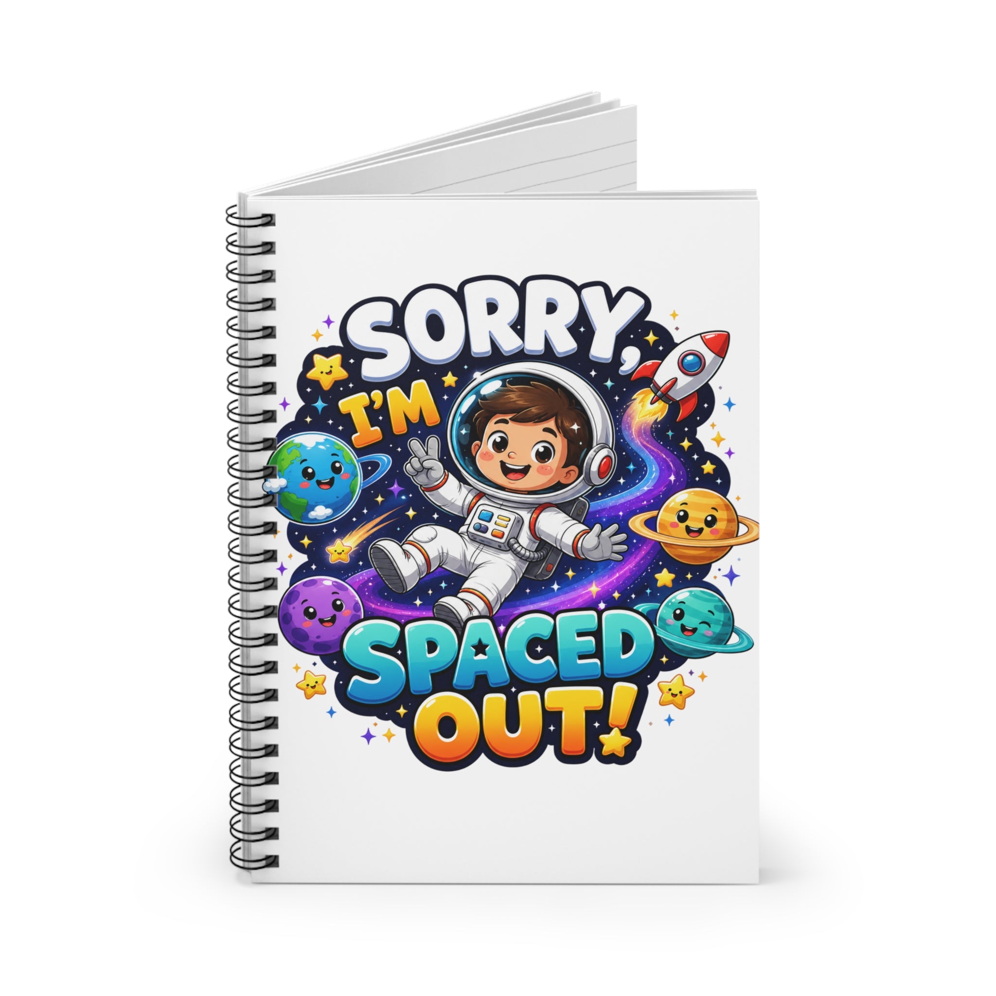 Spiral Notebook — "Sorry I’m Spaced Out!" Cute Kid Astronaut Ruled Journal