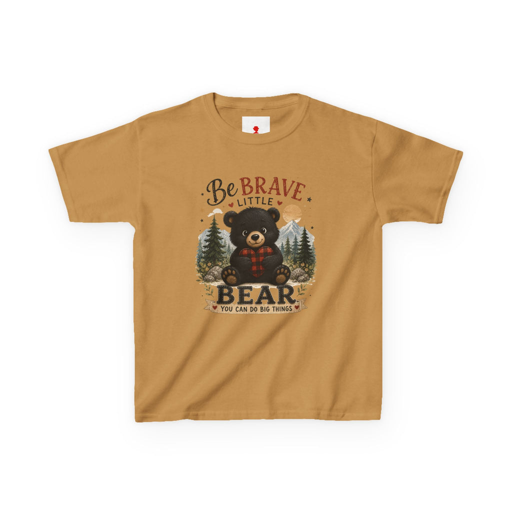 Kids T‑Shirt — "Be Brave Little Bear" Cute Woodland Bear Tee for Children, Inspirational Adventure Gift