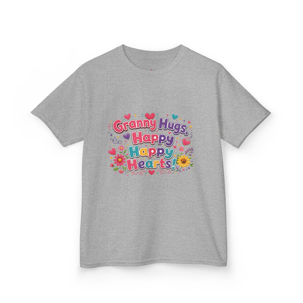 Granny Hugs Happy Hearts Kids Tee | Colorful Floral Kids Shirt