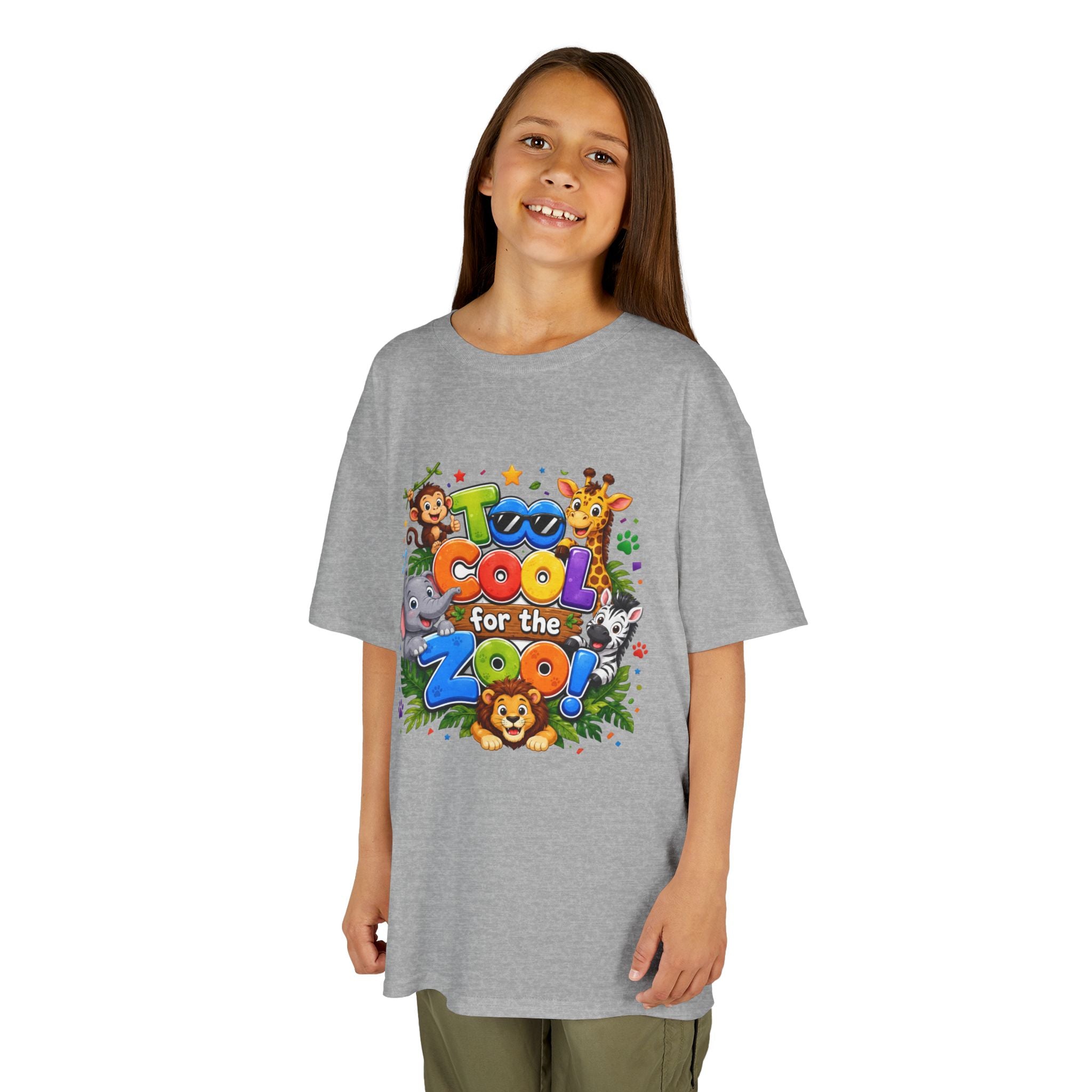 Kids Tee — "Too Cool for the Zoo" Colorful Animal Graphic