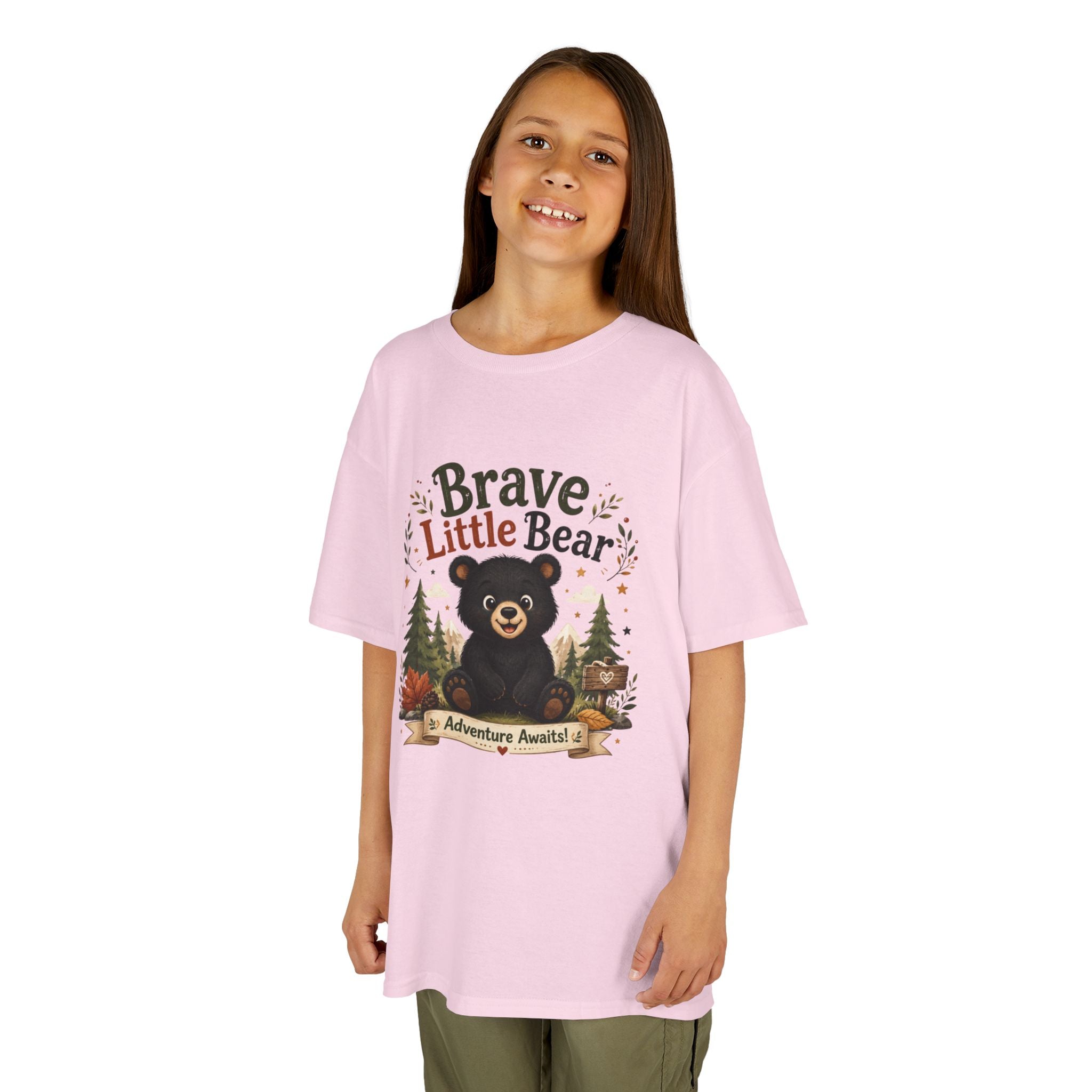 Kids Tee — "Brave Little Bear" Adventure Graphic Shirt