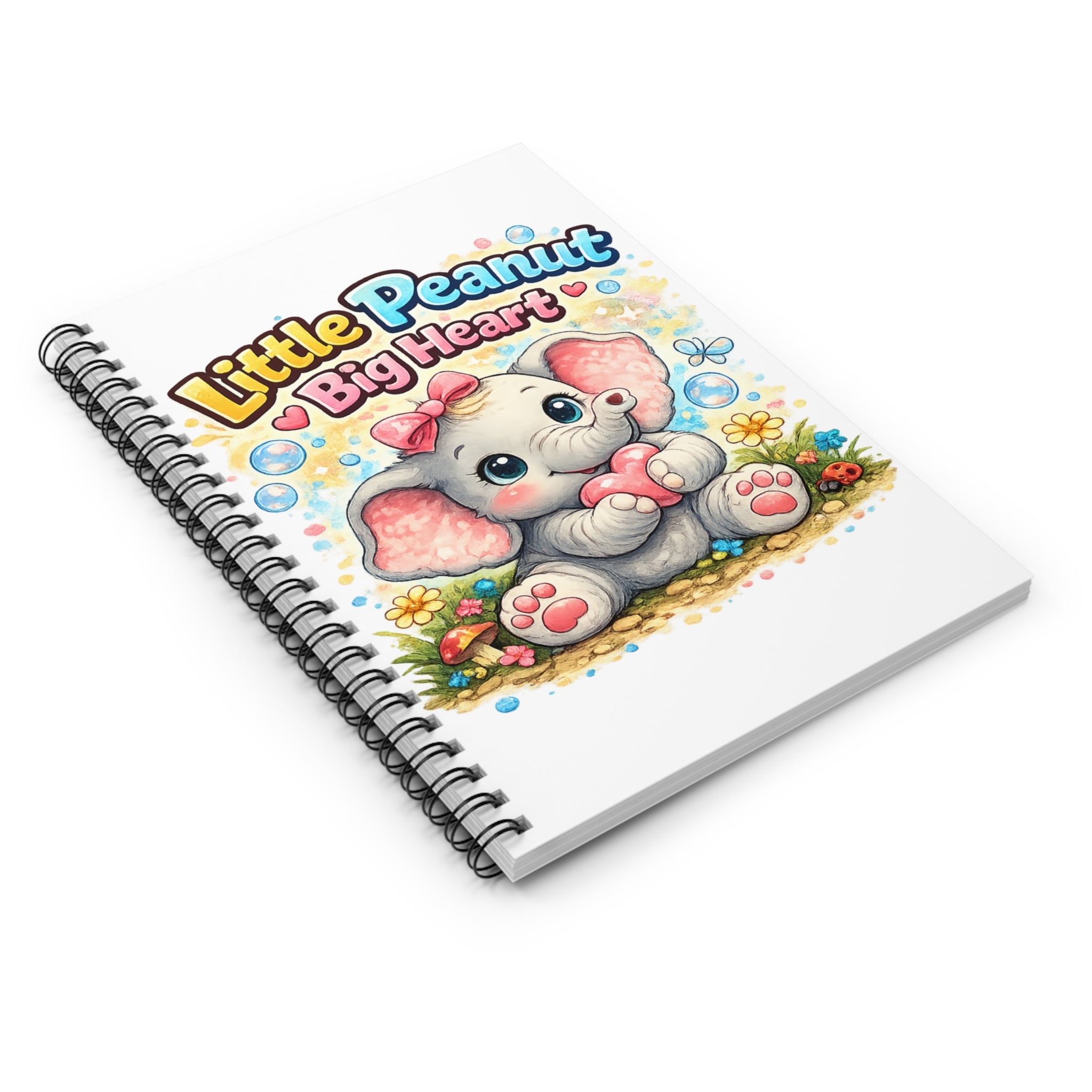 Little Peanut Big Heart Spiral Notebook — Cute Elephant Ruled Journal for Kids & Baby Shower Gift
