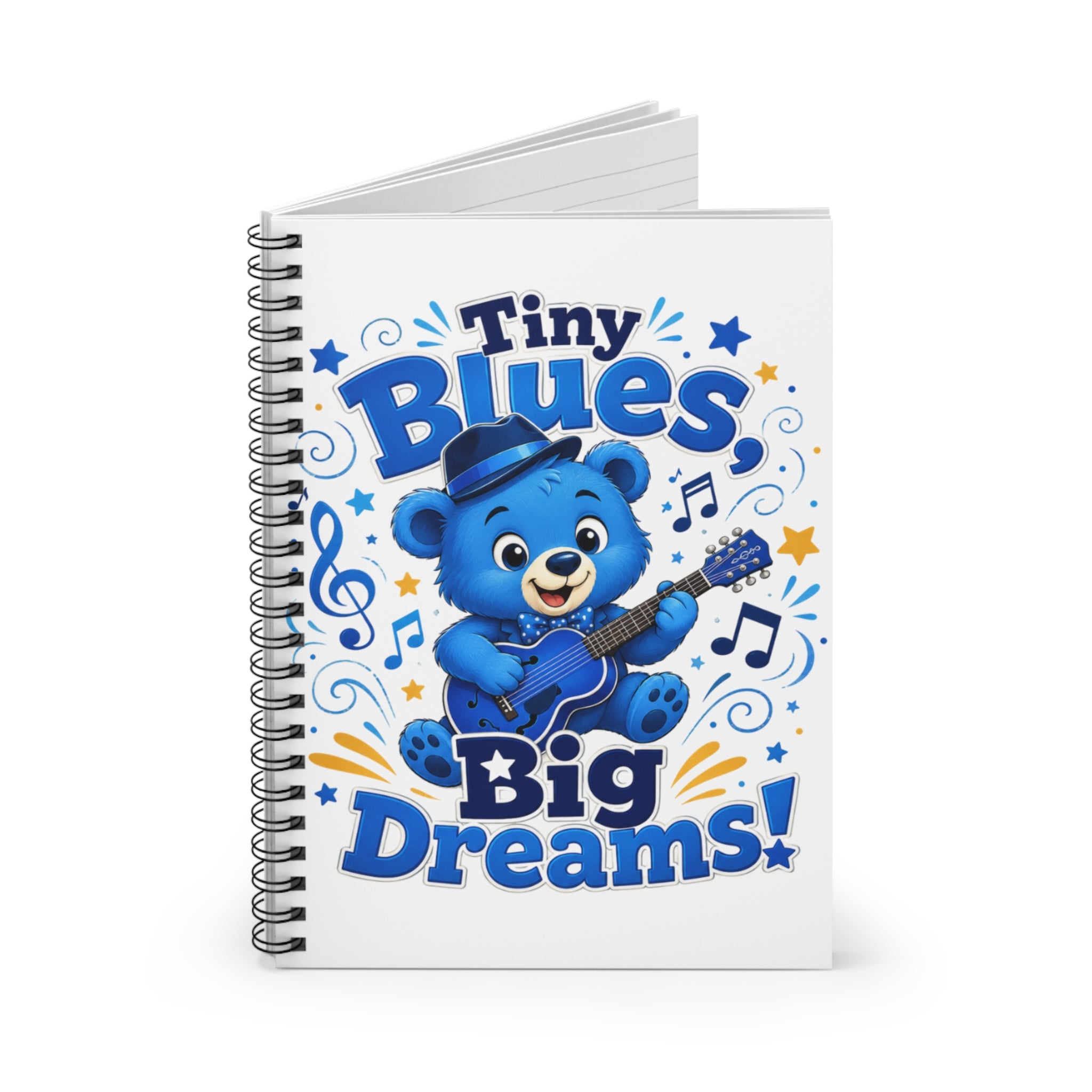Tiny Blues, Big Dreams! Spiral Notebook — Cute Blue Bear Music Journal for Kids