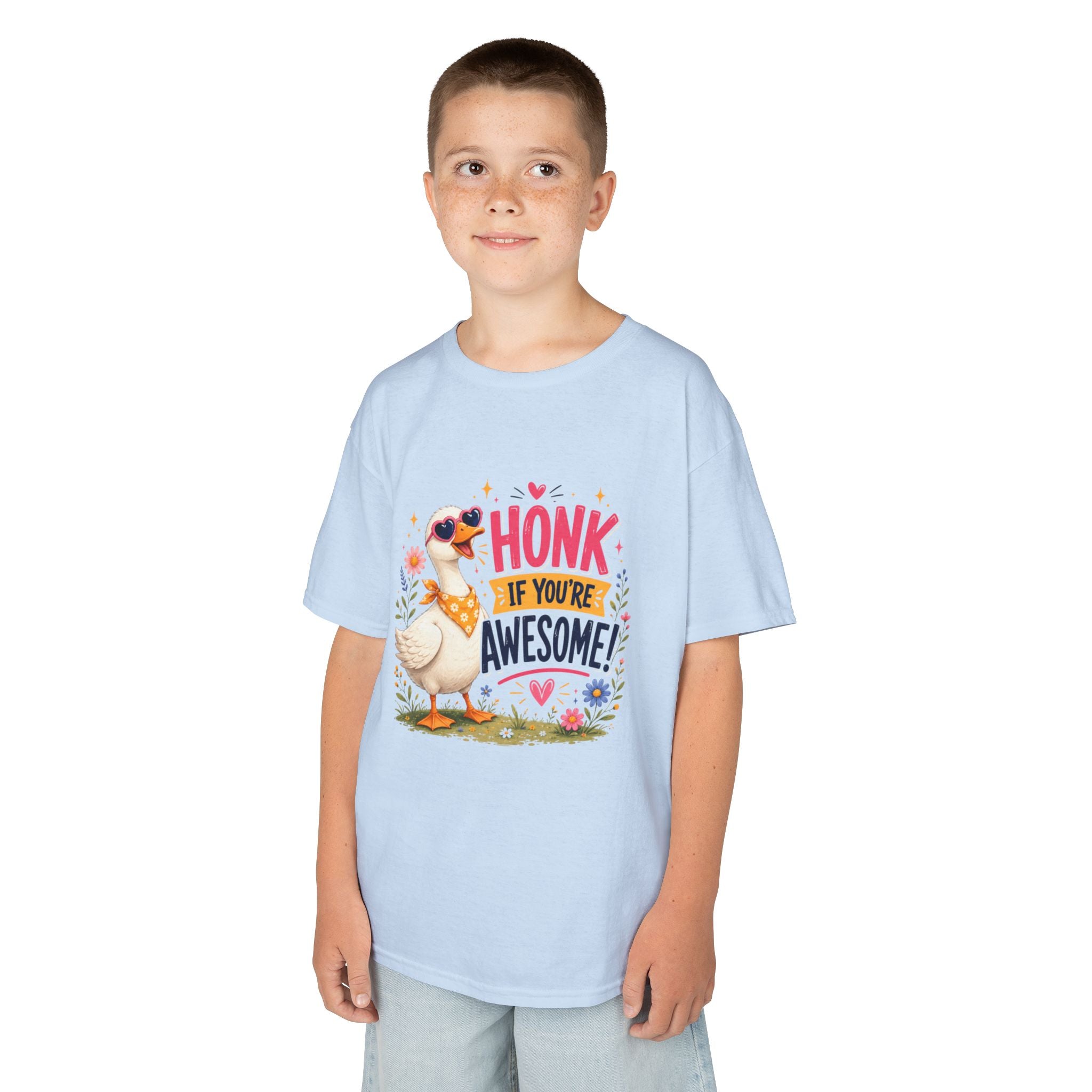 Kids Tee — "Honk If You're Awesome!" Cute Goose Graphic Shirt