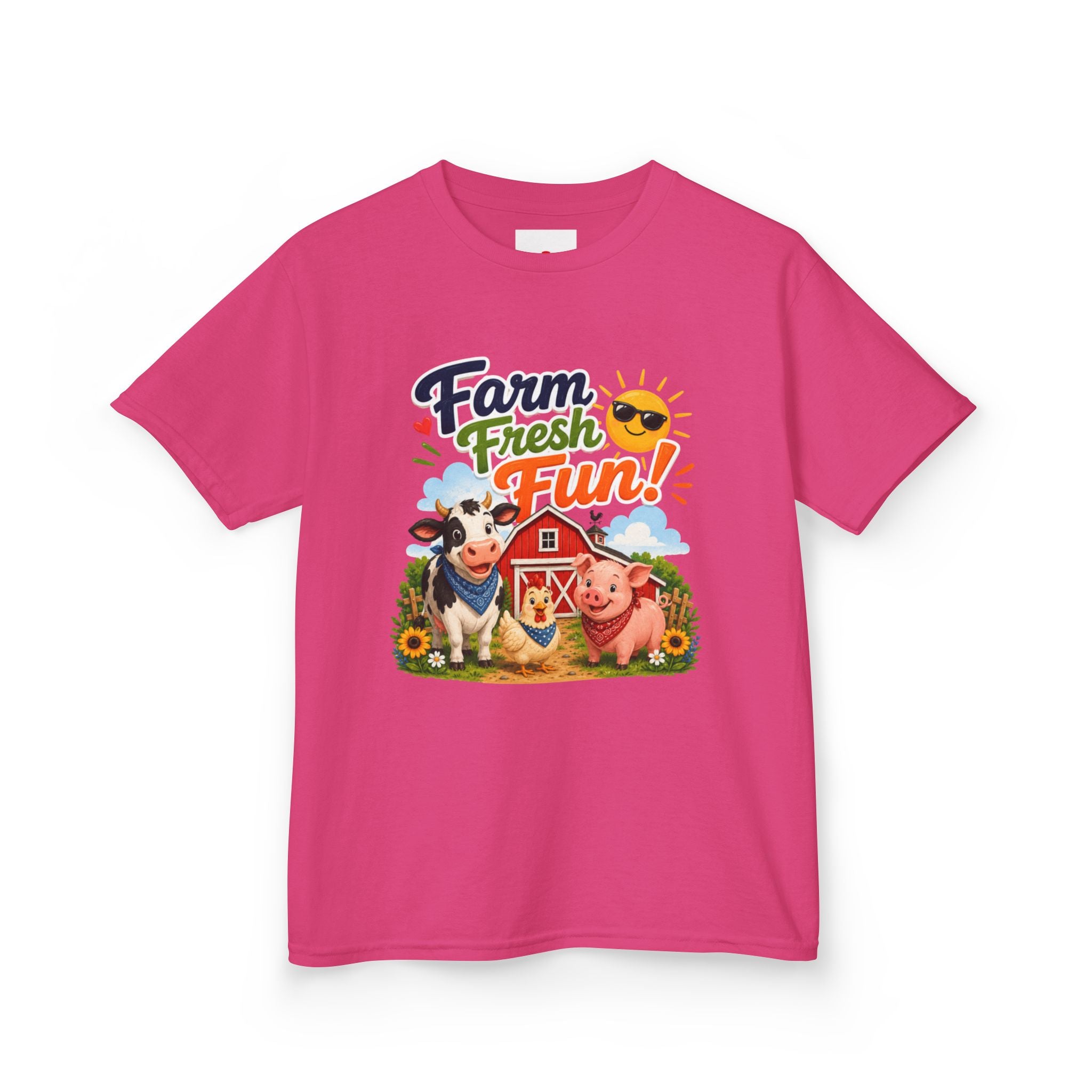 Kids Farm T-Shirt — "Farm Fresh Fun!" Cute Cow & Pig Toddler Tee