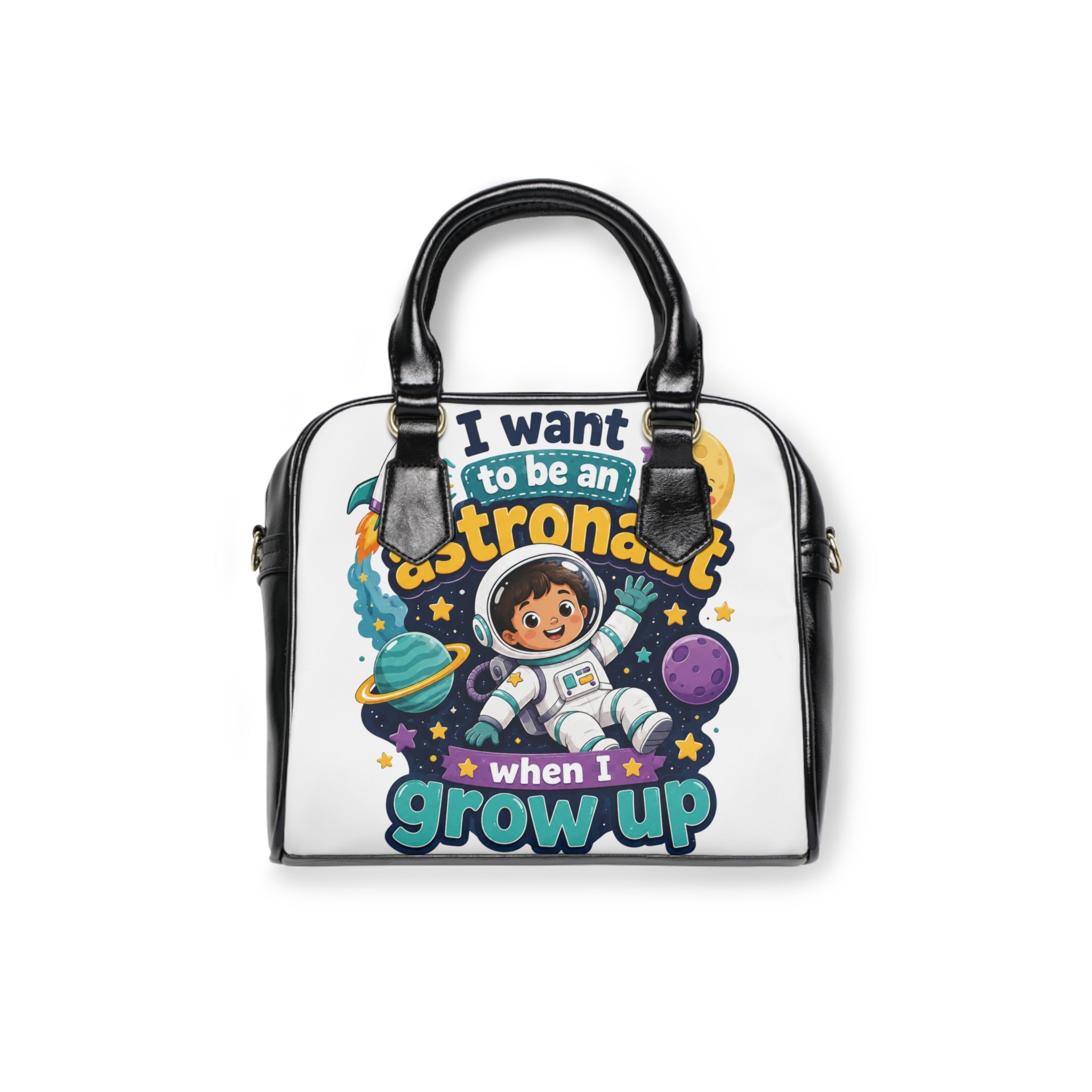 Shoulder Handbag — "I Want to Be an Astronaut When I Grow Up" Kids Space Tote