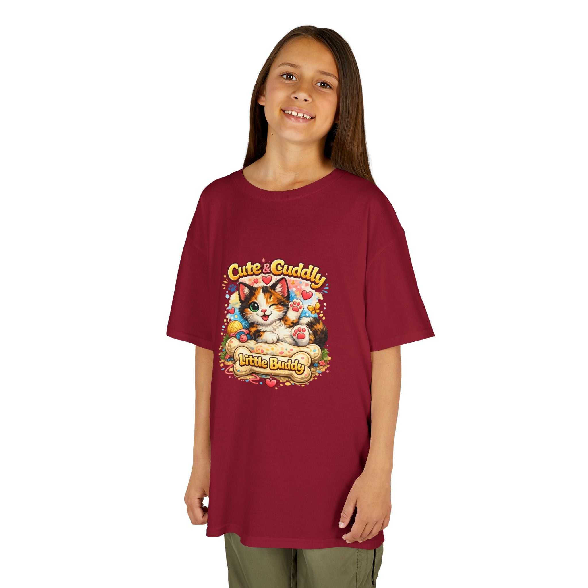 Kids T-Shirt — "Cute & Cuddly Little Buddy" Cat Graphic Tee