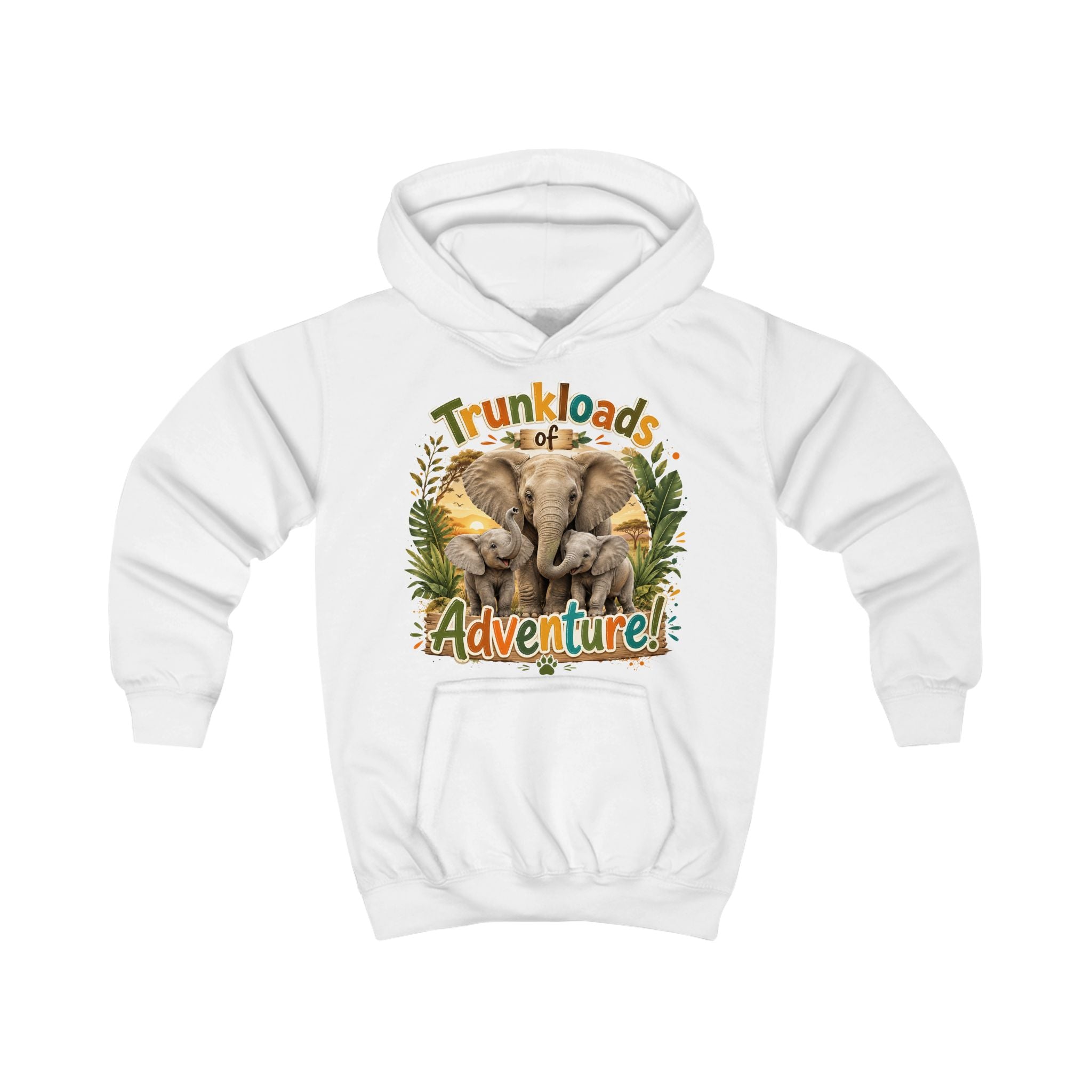 Kids Hoodie — "Trunkloads of Adventure" Elephant Graphic Hoodie for Children
