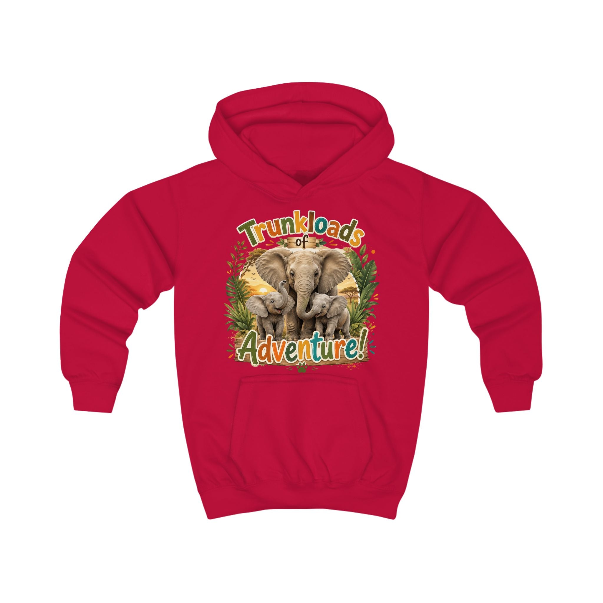 Kids Hoodie — "Trunkloads of Adventure" Elephant Graphic Hoodie for Children