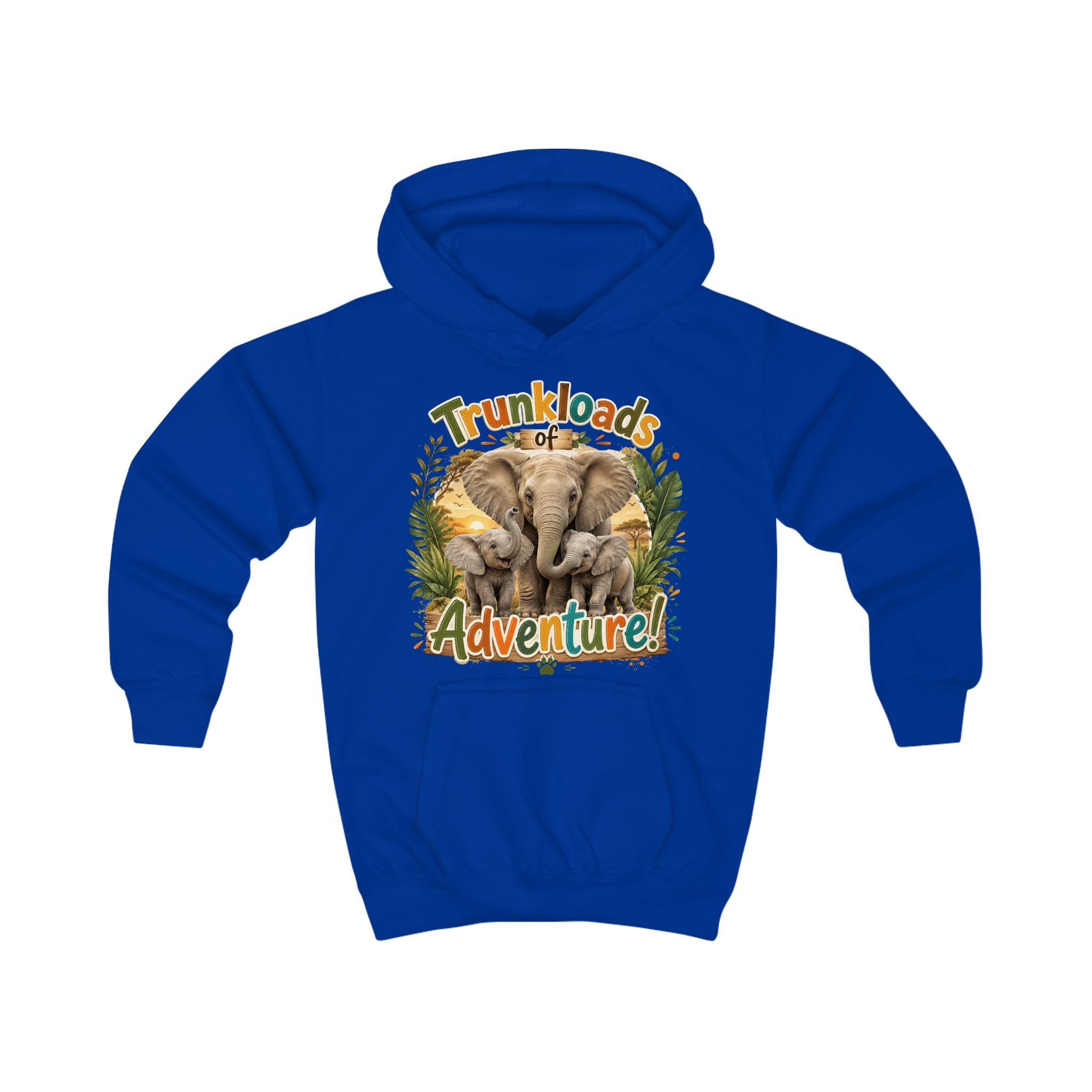 Kids Hoodie — "Trunkloads of Adventure" Elephant Graphic Hoodie for Children