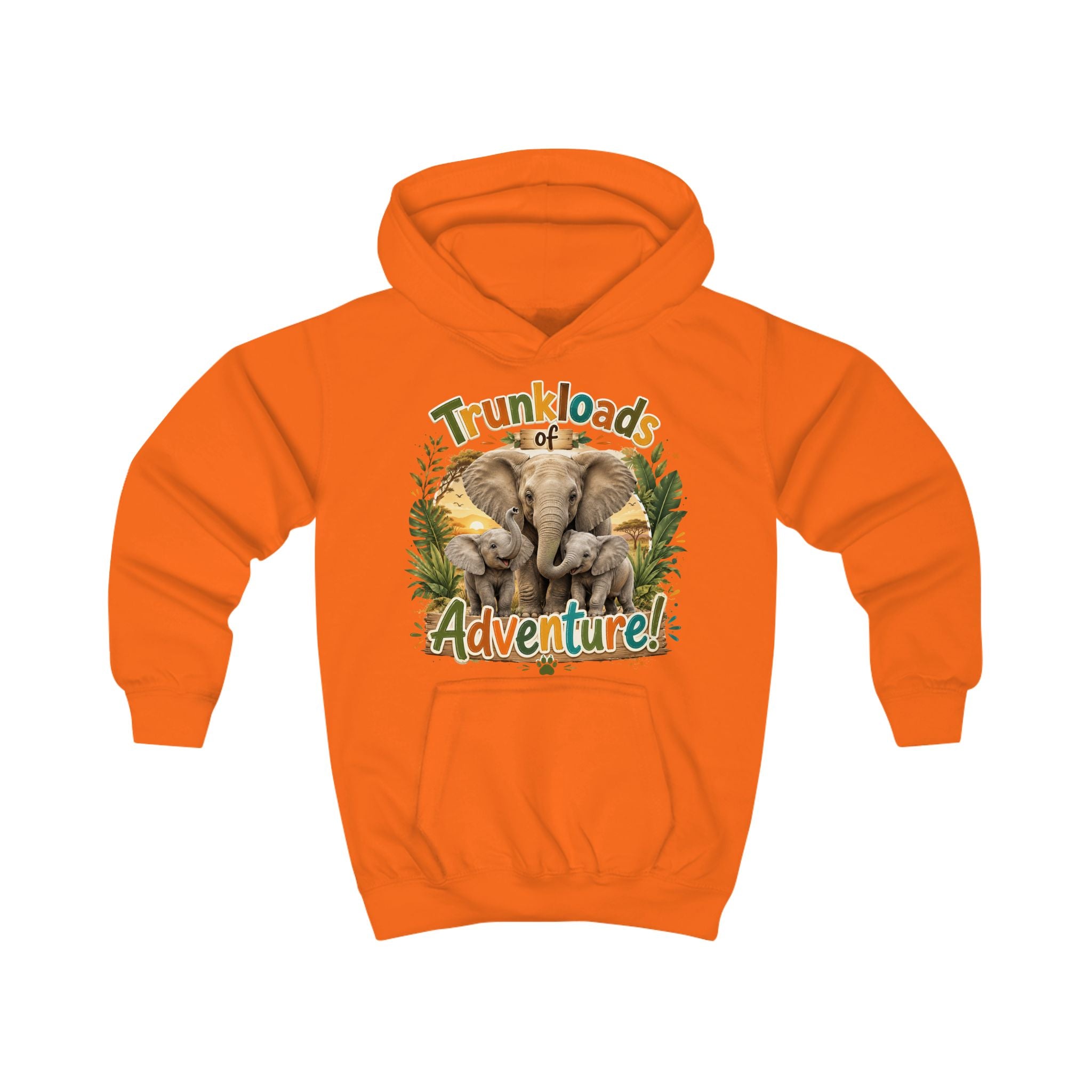 Kids Hoodie — "Trunkloads of Adventure" Elephant Graphic Hoodie for Children