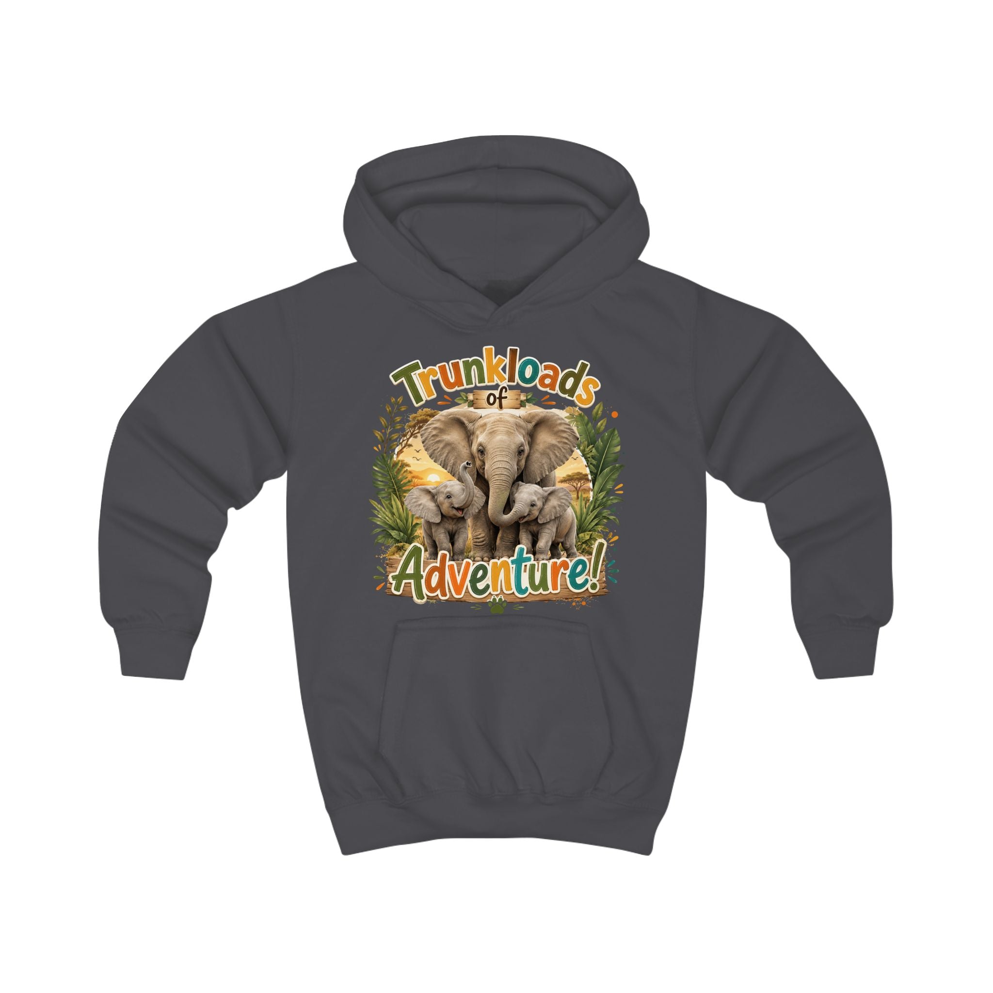 Kids Hoodie — "Trunkloads of Adventure" Elephant Graphic Hoodie for Children