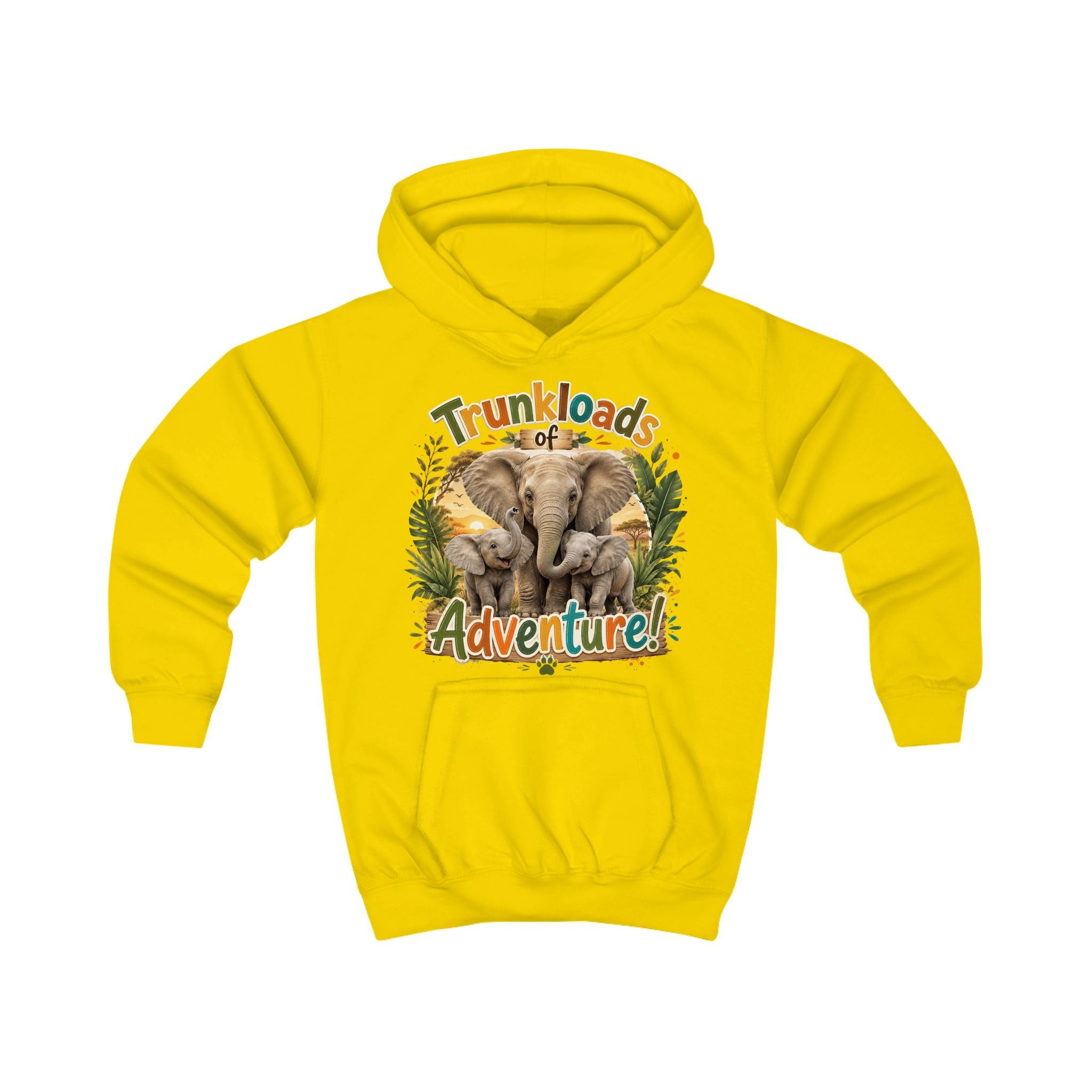 Kids Hoodie — "Trunkloads of Adventure" Elephant Graphic Hoodie for Children