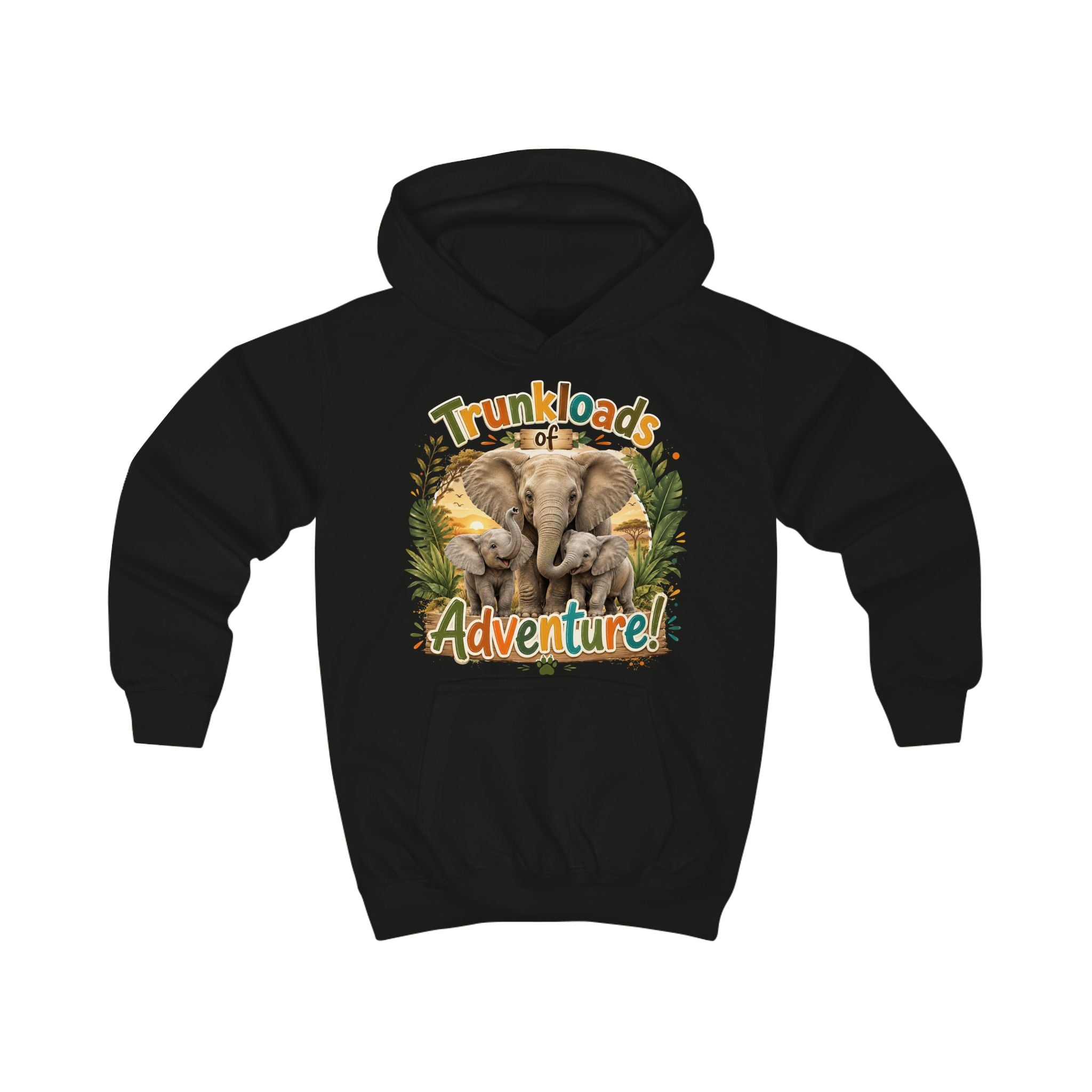 Kids Hoodie — "Trunkloads of Adventure" Elephant Graphic Hoodie for Children