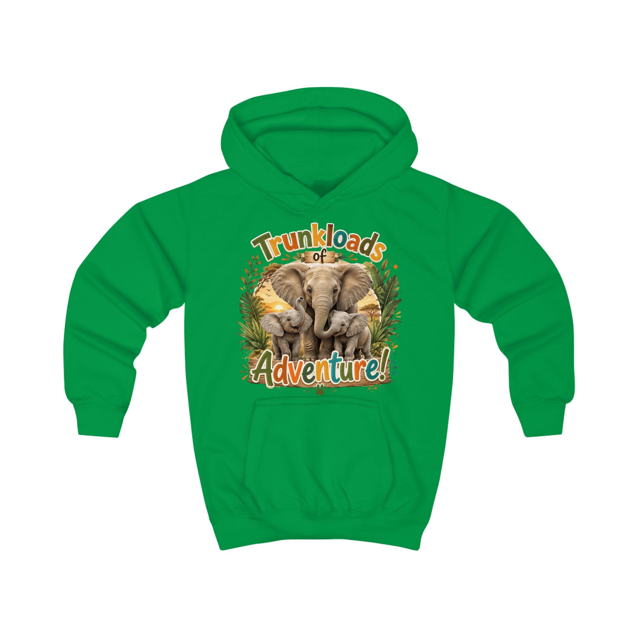 Kids Hoodie — "Trunkloads of Adventure" Elephant Graphic Hoodie for Children