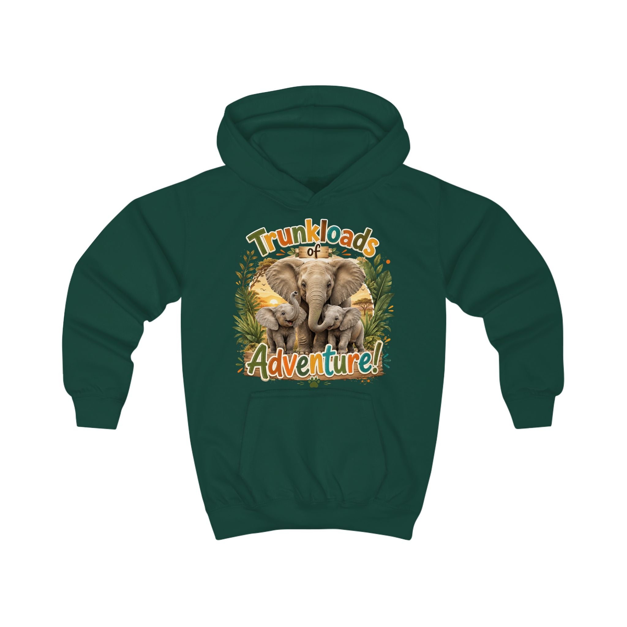 Kids Hoodie — "Trunkloads of Adventure" Elephant Graphic Hoodie for Children