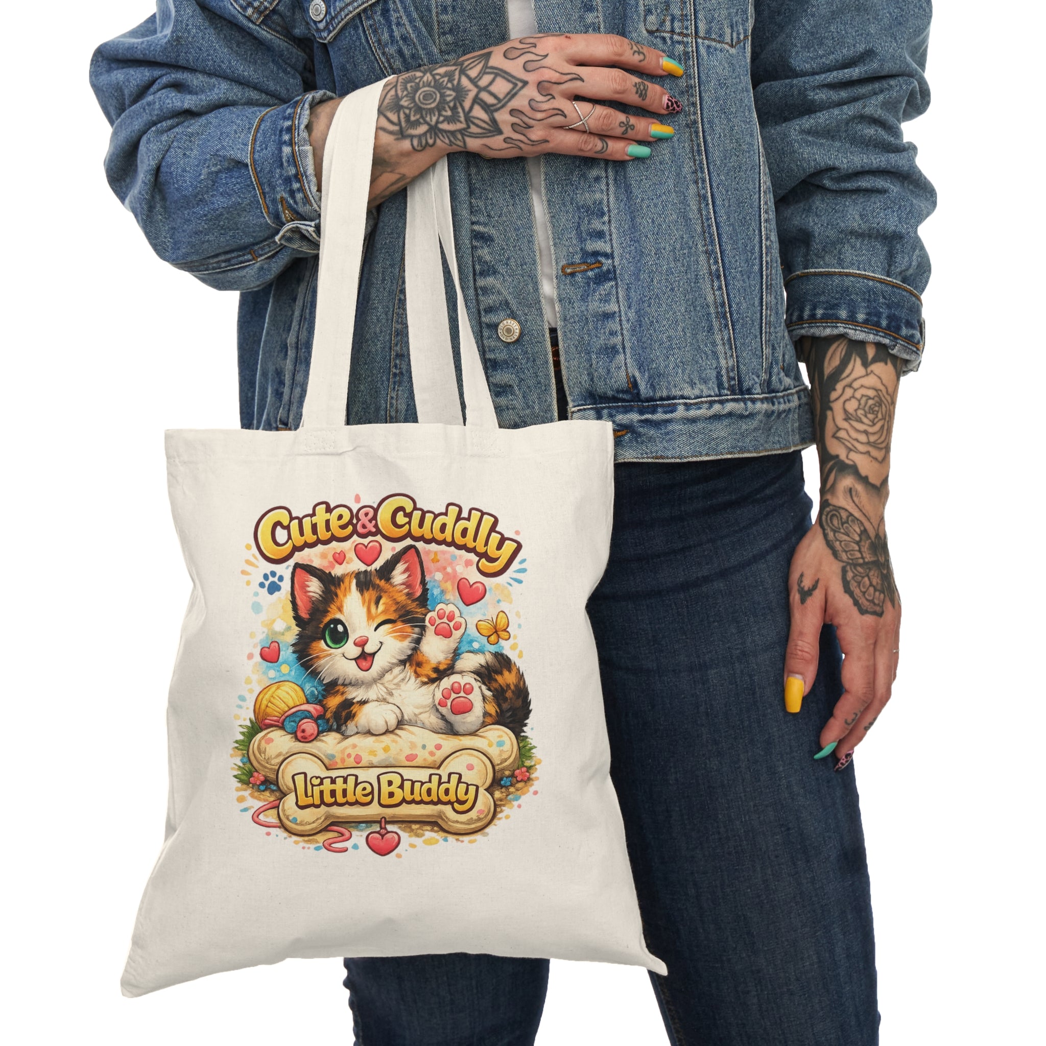 Cute & Cuddly Kitten Tote Bag – "Little Buddy" Cotton Shopper