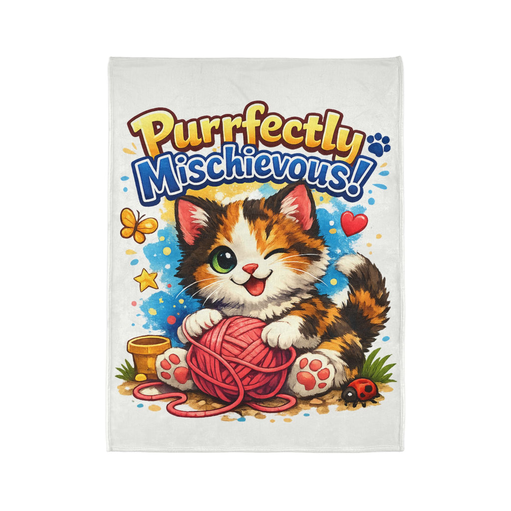 Purrfectly Mischievous! Cute Kitten Yarn Plush Blanket