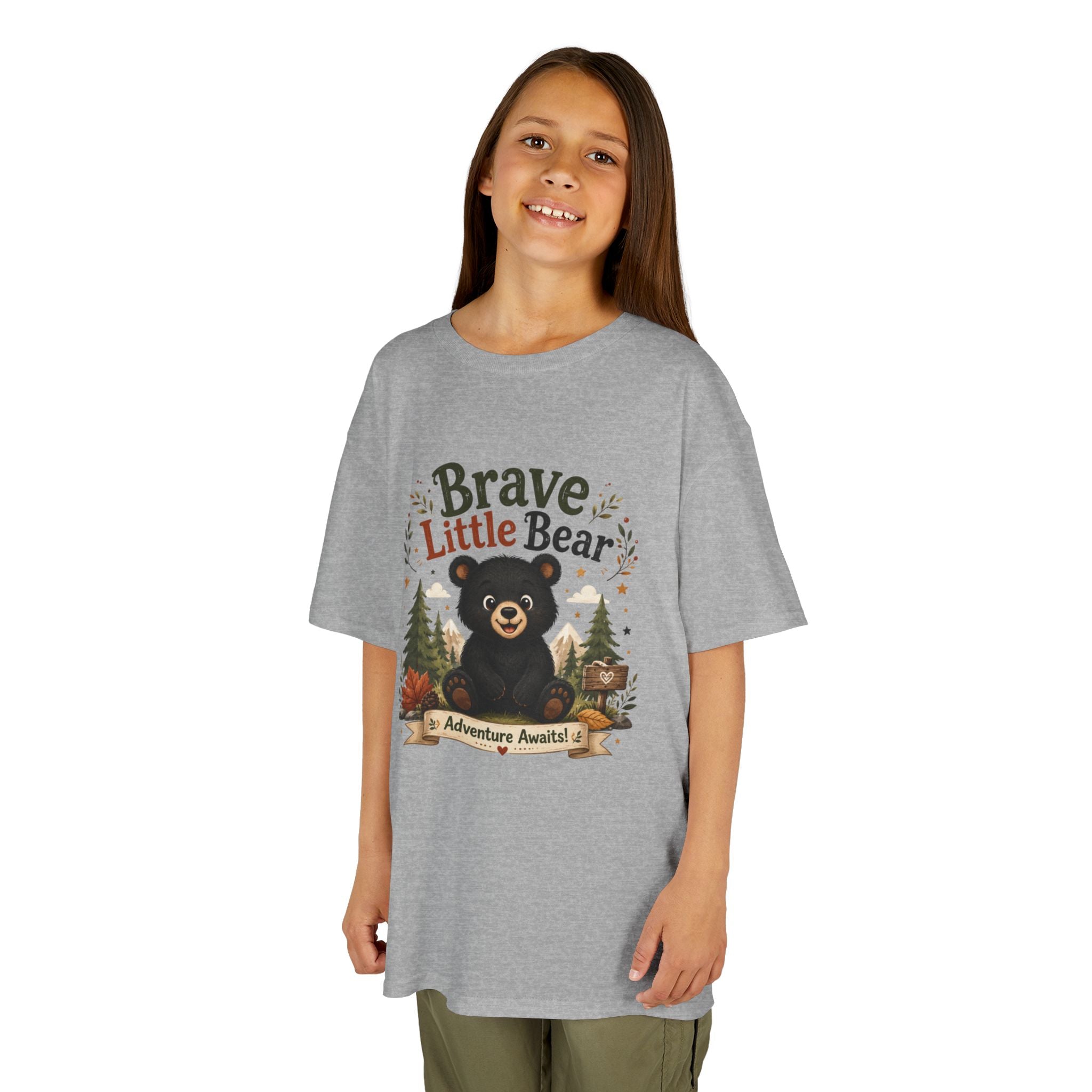 Kids Tee — "Brave Little Bear" Adventure Graphic Shirt