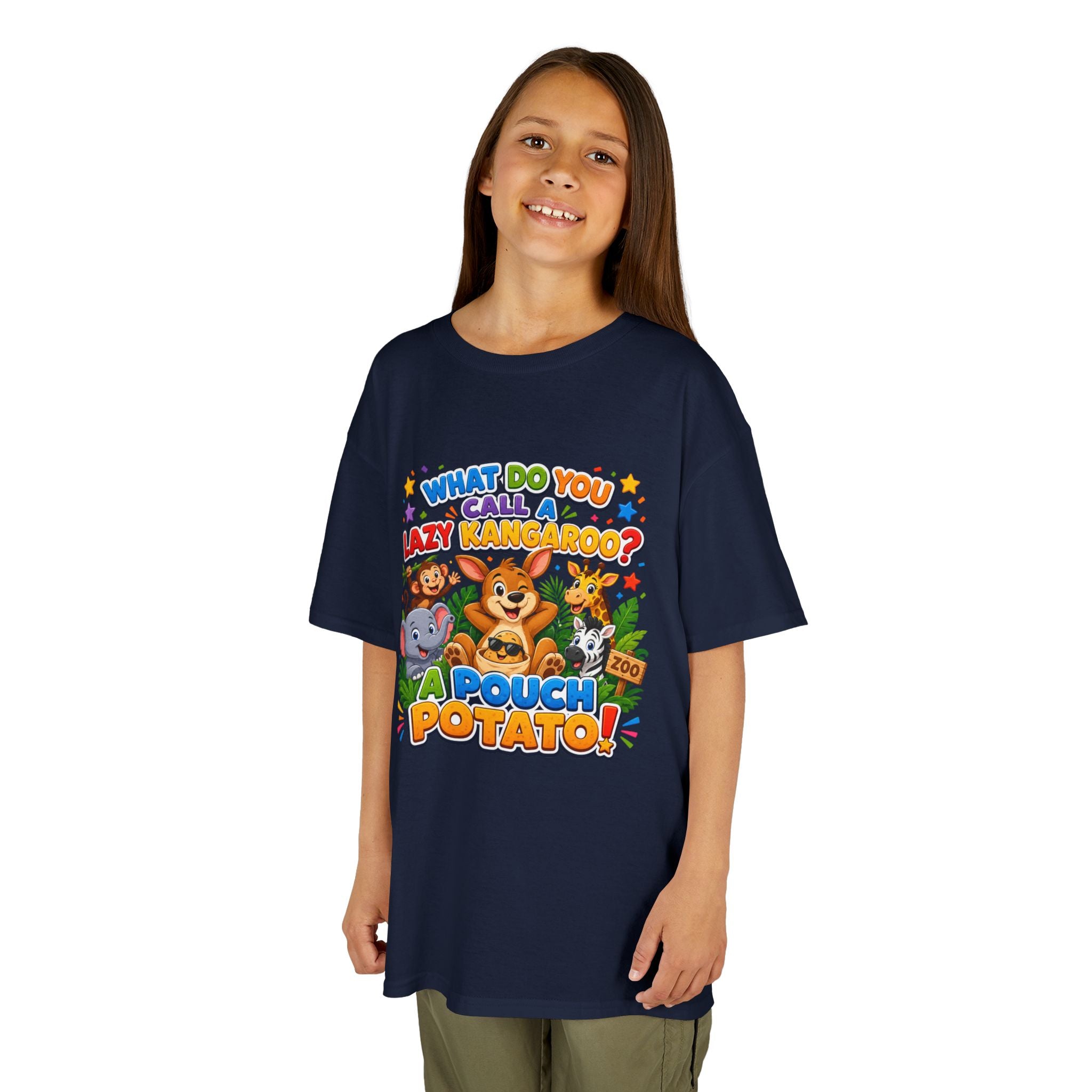 Lazy Kangaroo Pouch Potato Kids T-Shirt | Cute Animal Nursery Tee