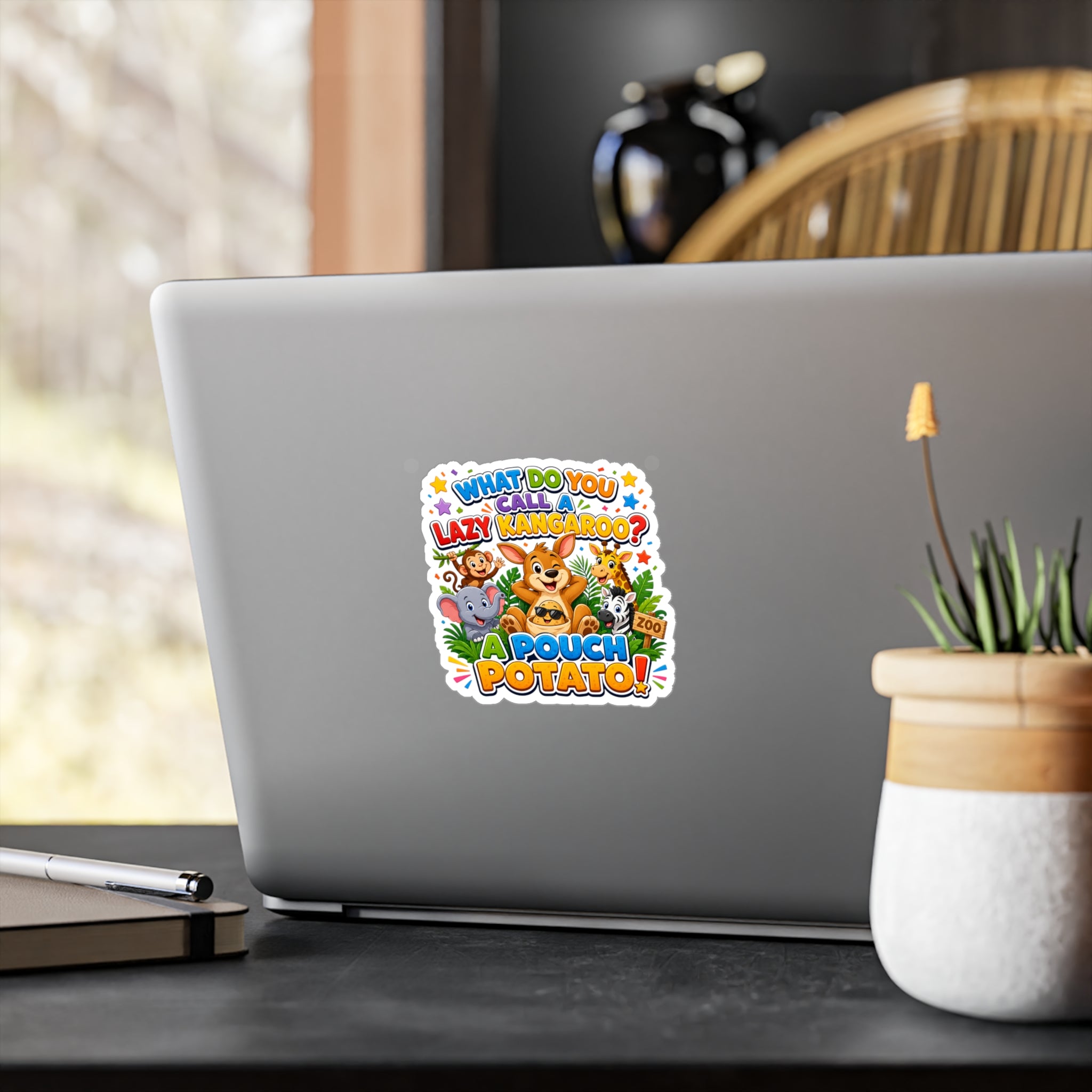 What Do You Call A Lazy Kangaroo? A Pouch Potato Sticker | Kiss-Cut Vinyl Decal