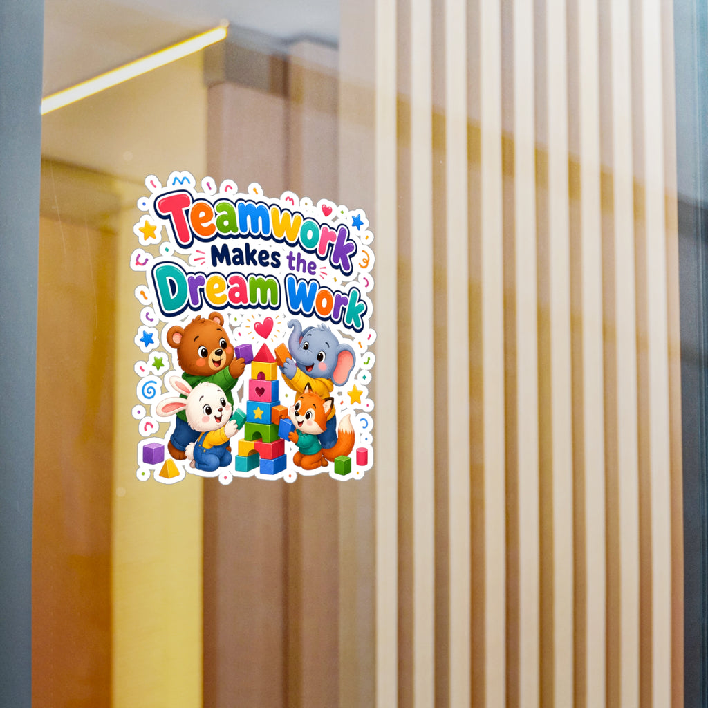 Teamwork Makes the Dream Work Sticker - Cute Kids Animal Vinyl Decal
