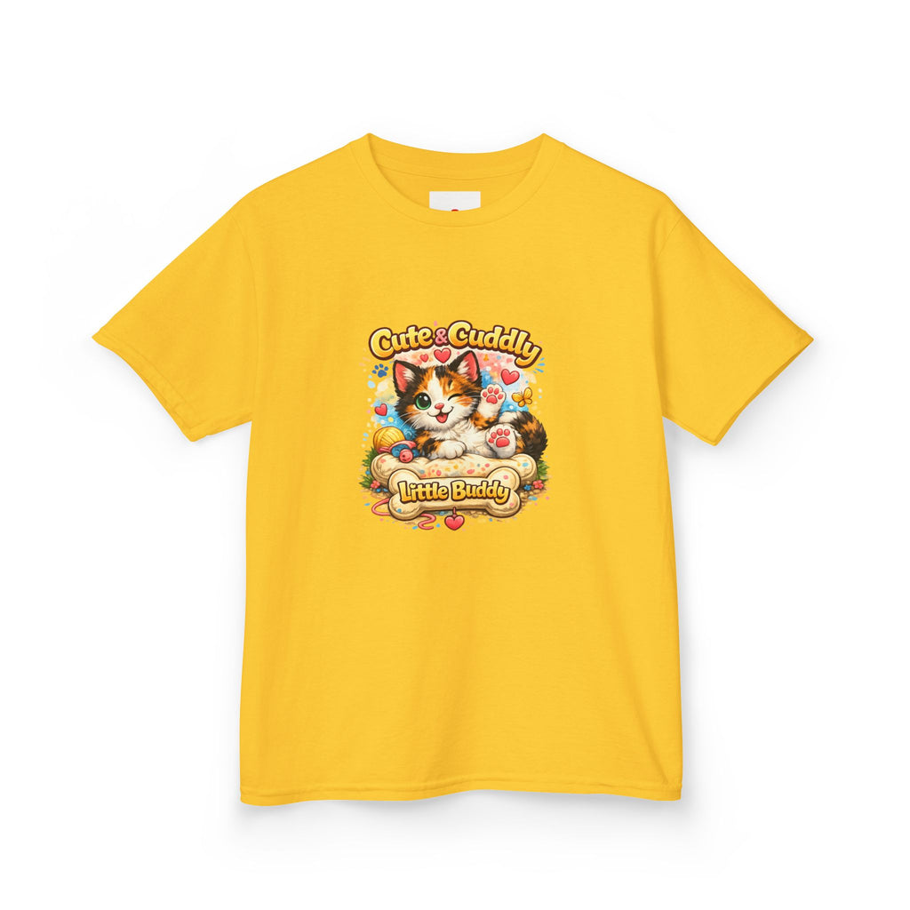 Kids T-Shirt — "Cute & Cuddly Little Buddy" Cat Graphic Tee