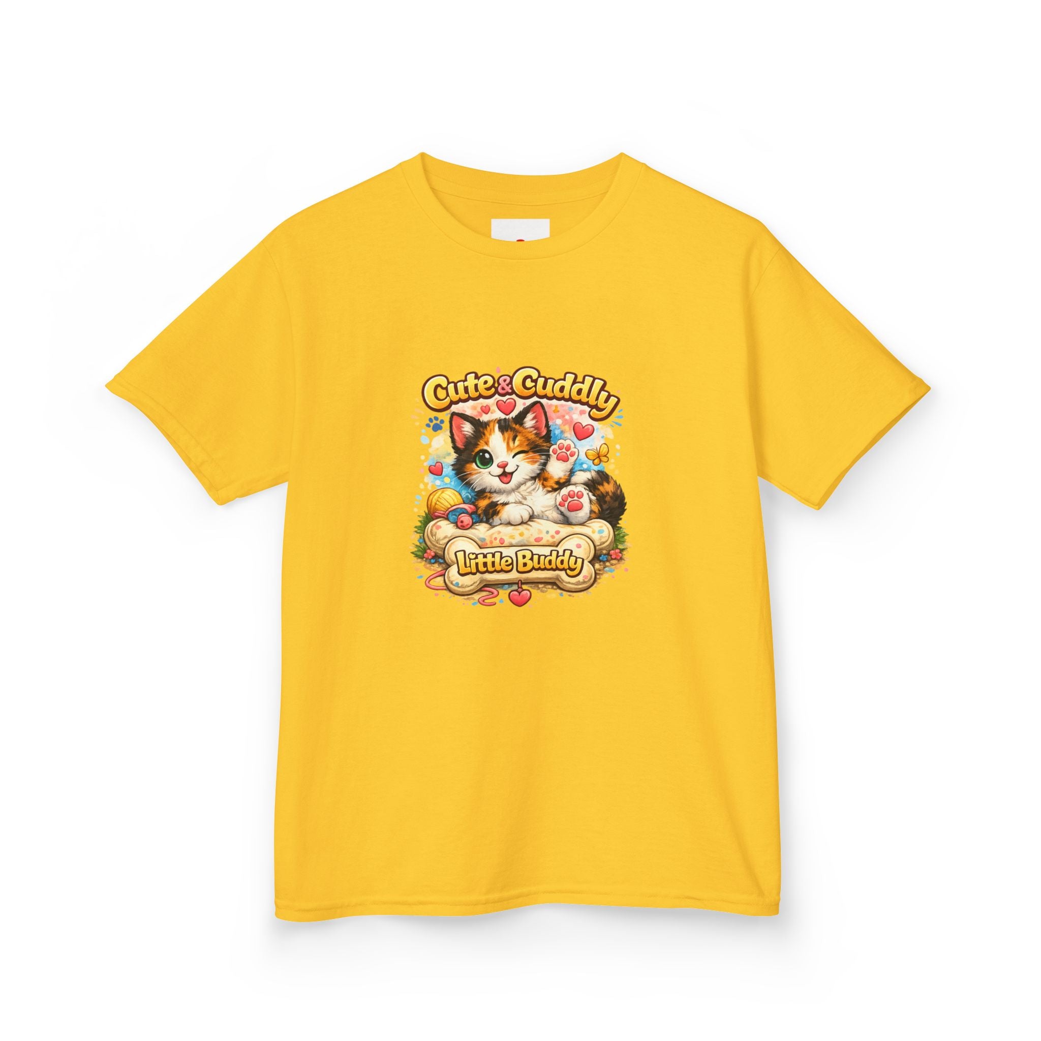 Kids T-Shirt — "Cute & Cuddly Little Buddy" Cat Graphic Tee
