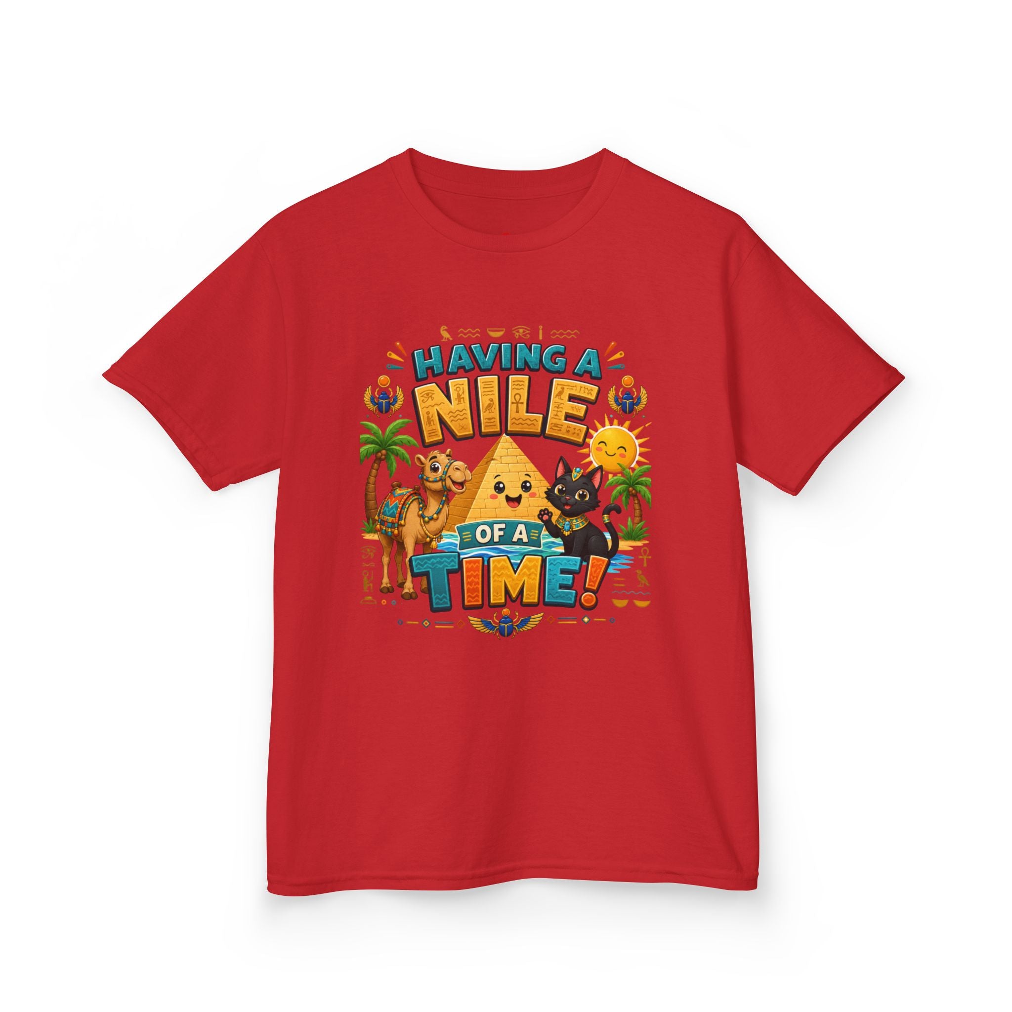 Having a Nile of a Time Kids Tee | Camel Pyramid Desert Cartoon