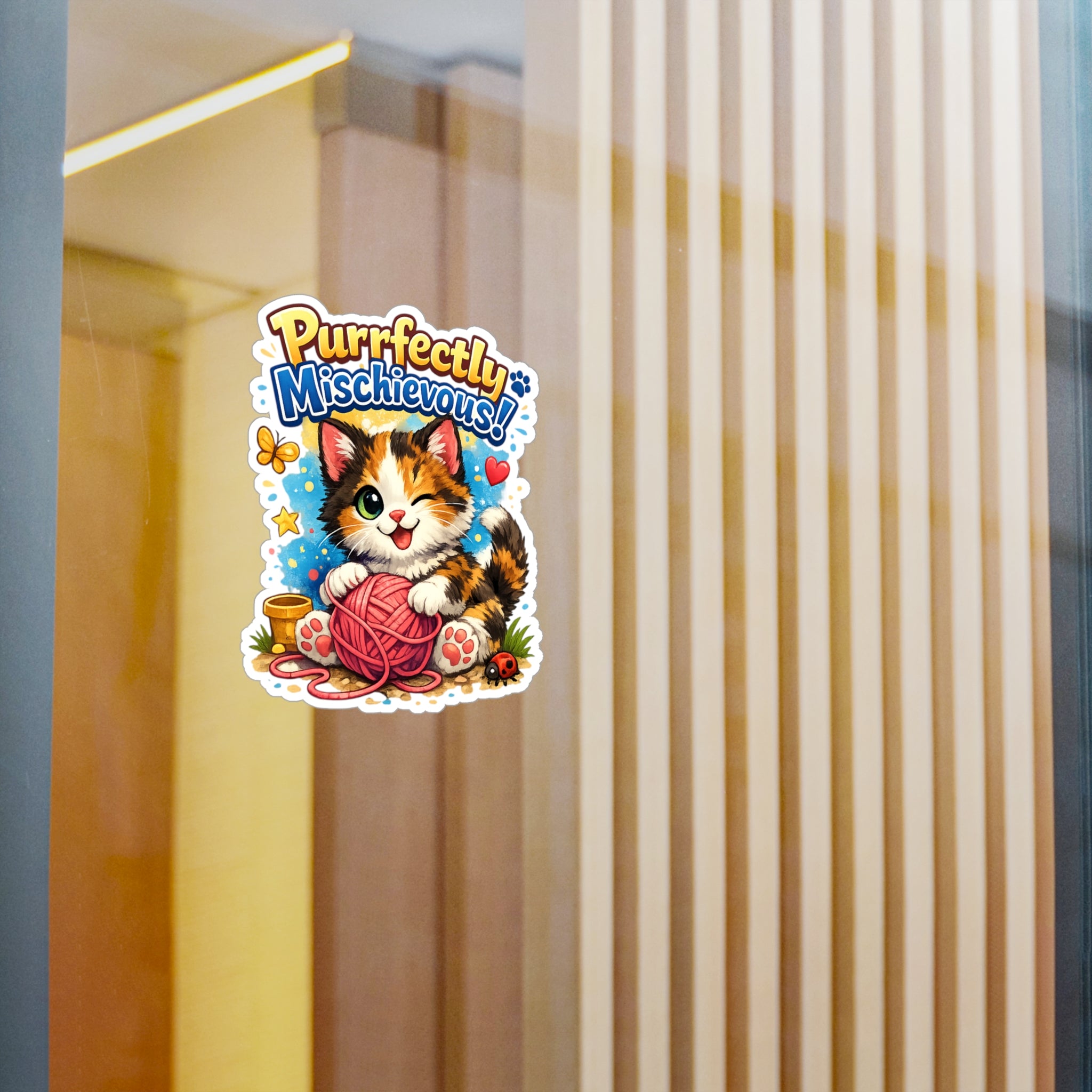 Purrfectly Mischievous! Cute Kitten Kiss-Cut Vinyl Sticker