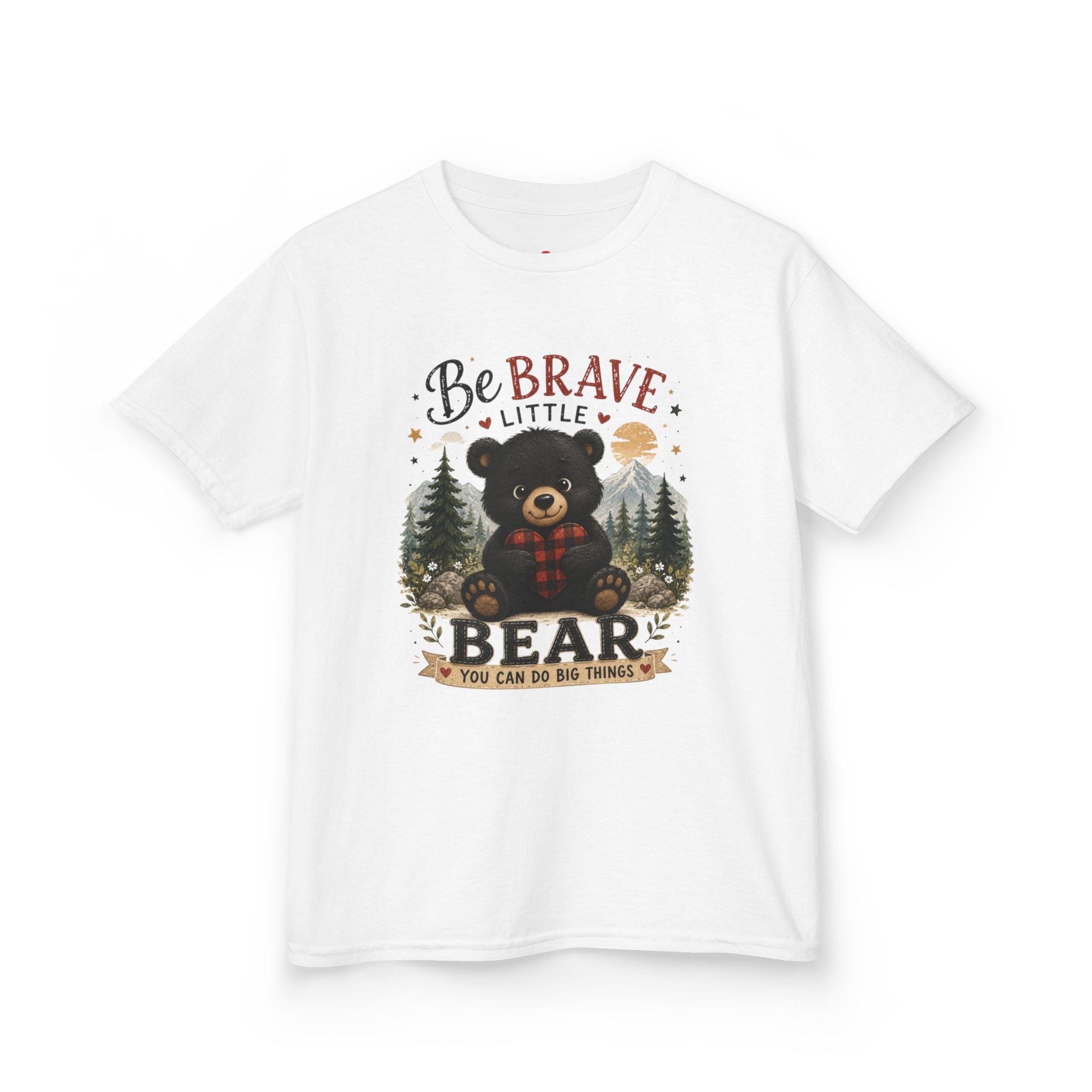 Kids T‑Shirt — "Be Brave Little Bear" Cute Woodland Bear Tee for Children, Inspirational Adventure Gift