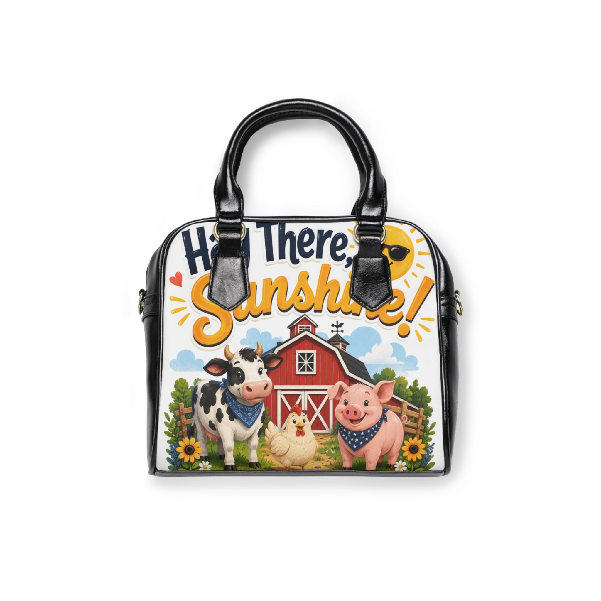 Shoulder Handbag — "Hey There, Sunshine!" Farm Animals Tote