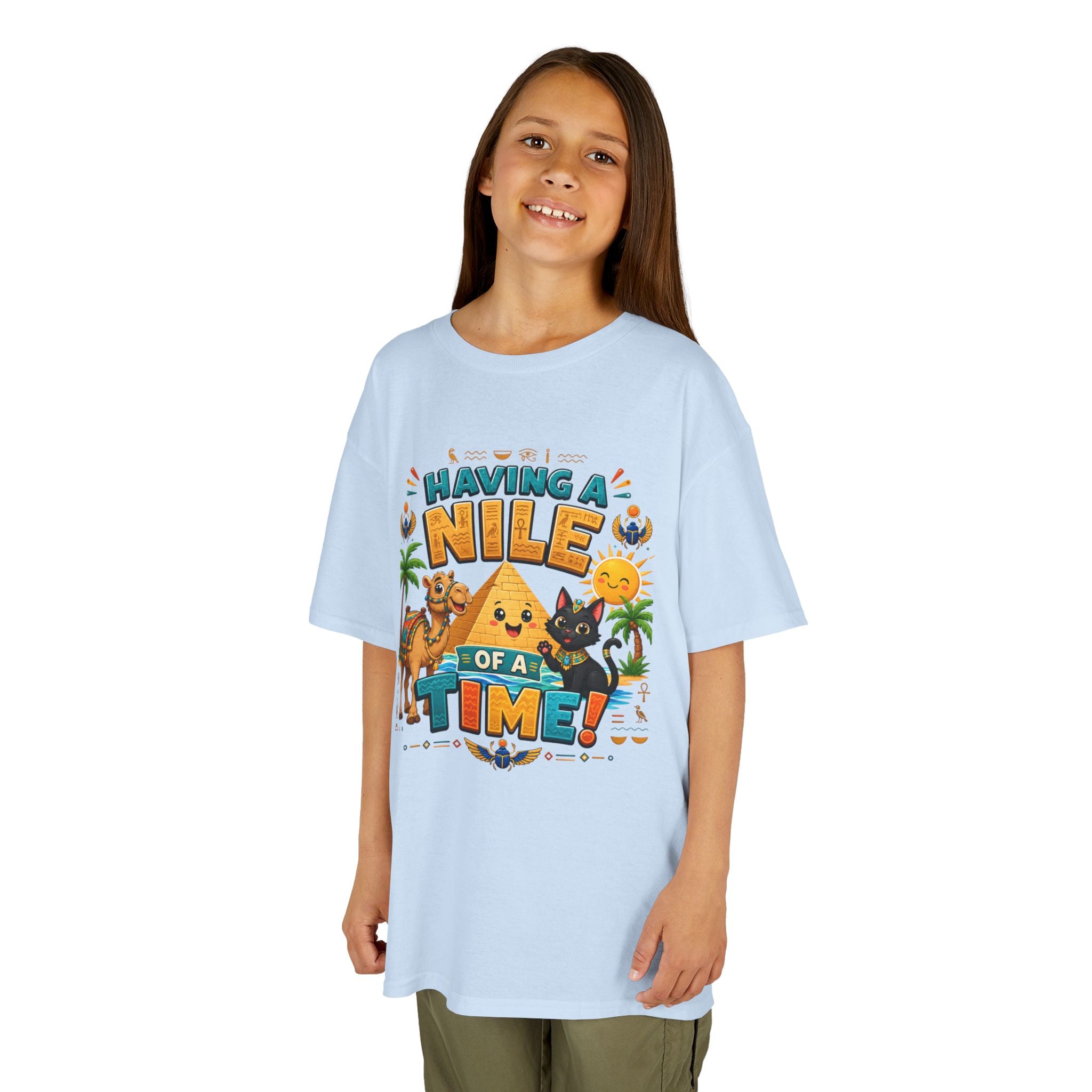 Having a Nile of a Time Kids Tee | Camel Pyramid Desert Cartoon