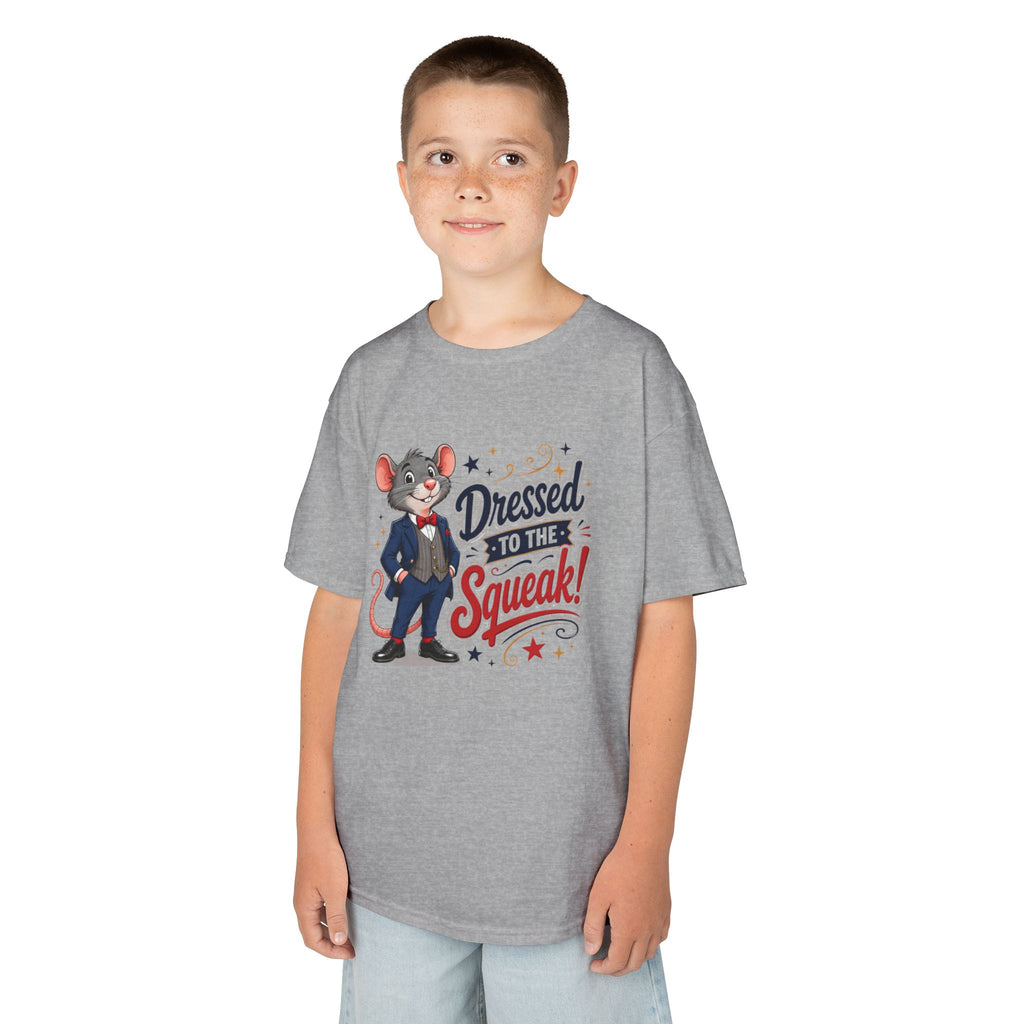 Kids Tee — "Dressed to the Squeak" Cartoon Mouse Graphic
