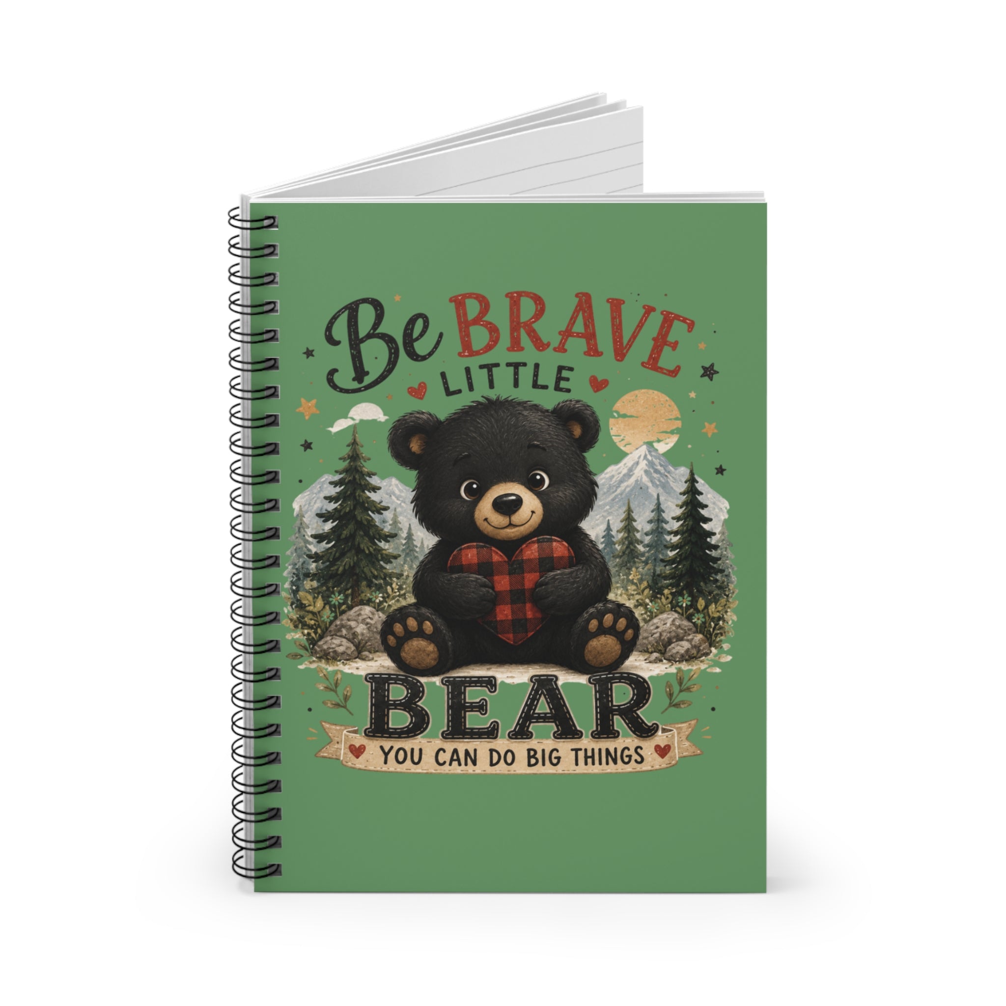 Be Brave Little Bear Spiral Notebook — Cute Inspirational Ruled Journal for Kids