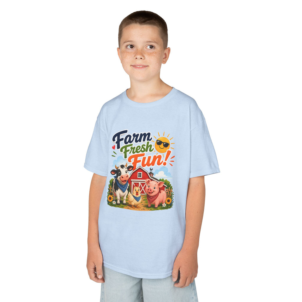 Kids Farm T-Shirt — "Farm Fresh Fun!" Cute Cow & Pig Toddler Tee