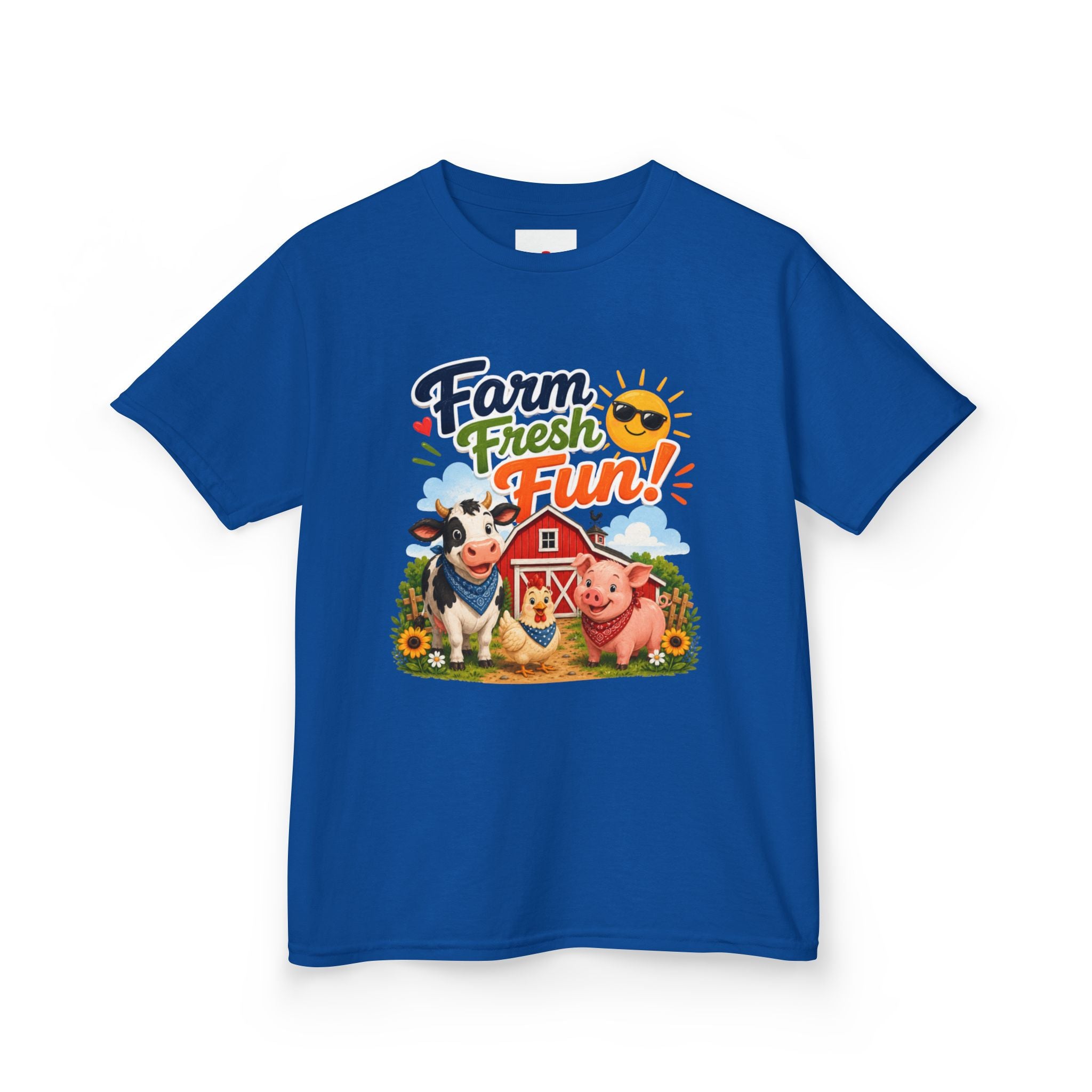Kids Farm T-Shirt — "Farm Fresh Fun!" Cute Cow & Pig Toddler Tee