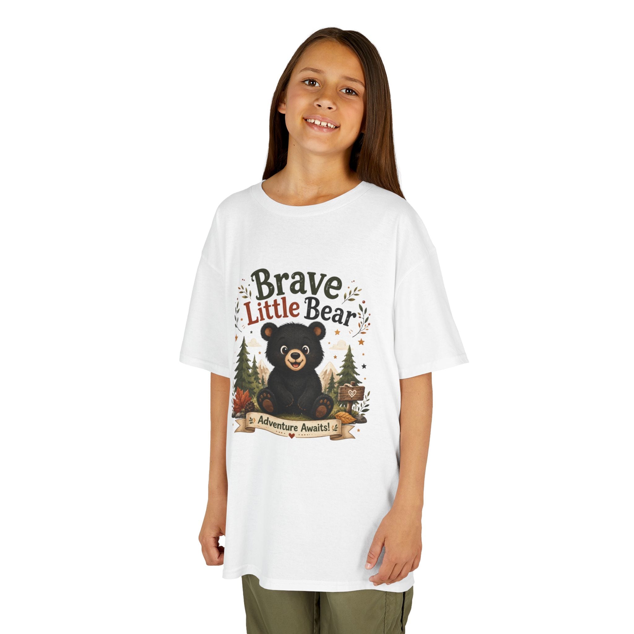 Kids Tee — "Brave Little Bear" Adventure Graphic Shirt