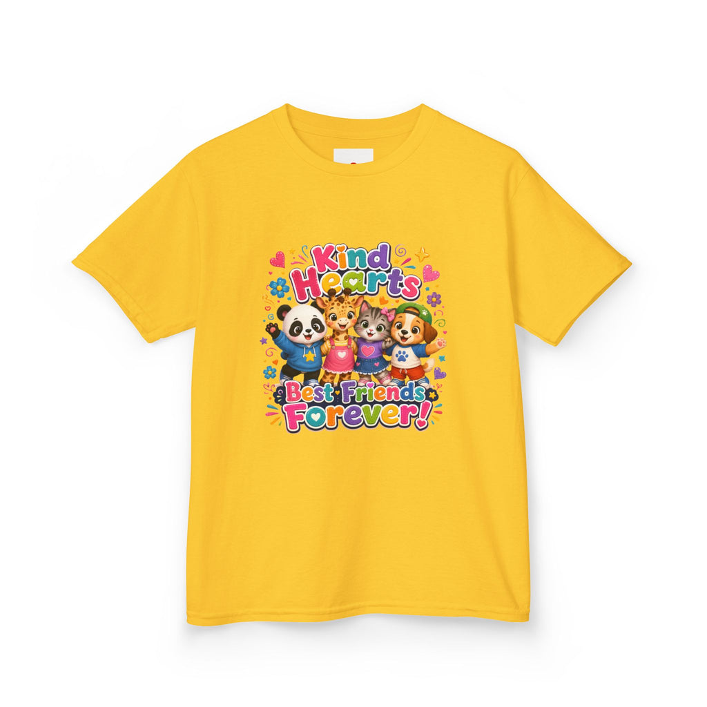 Kids Tee — "Kind Hearts Best Friends Forever" Colorful Cartoon Animals