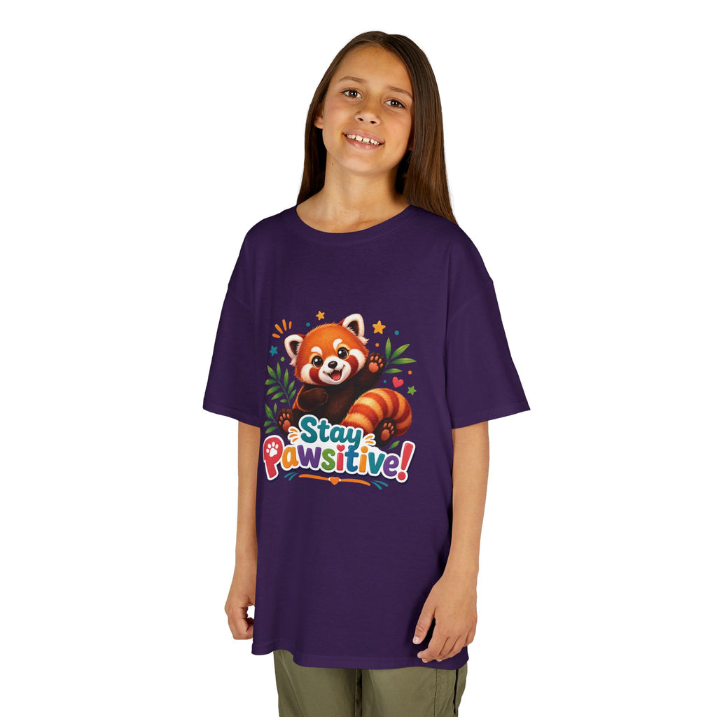 Stay Pawsitive Red Panda Kids Tee | Cute Animal Positive Message