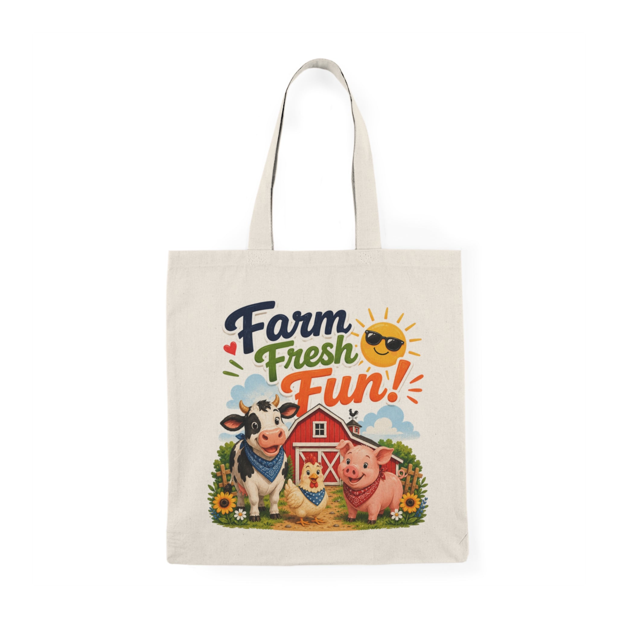 Tote Bag — "Farm Fresh Fun!" Cute Barnyard Tote for Farmers Market & Kids