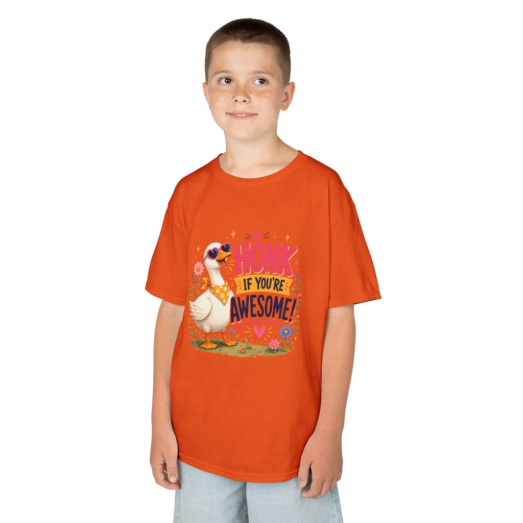 Kids Tee — "Honk If You're Awesome!" Cute Goose Graphic Shirt