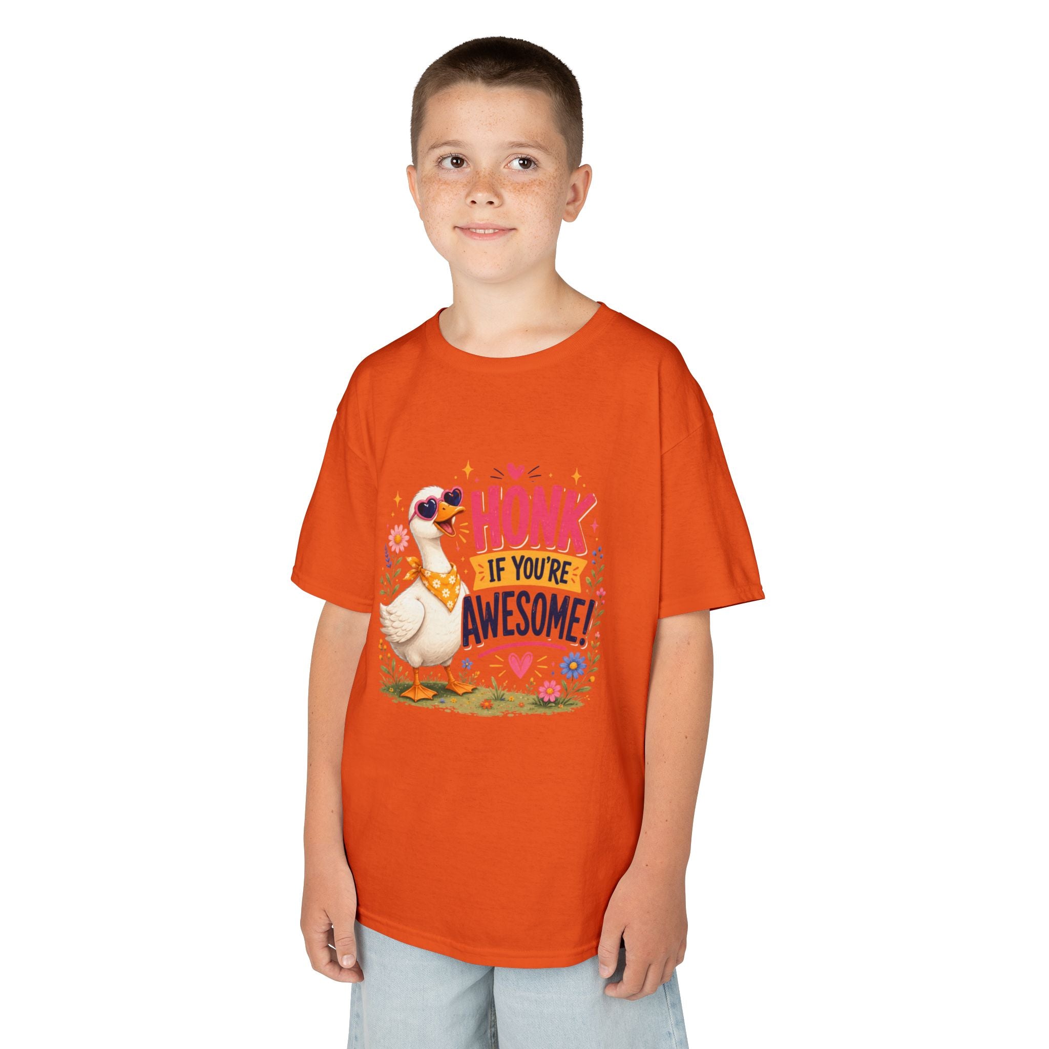 Kids Tee — "Honk If You're Awesome!" Cute Goose Graphic Shirt