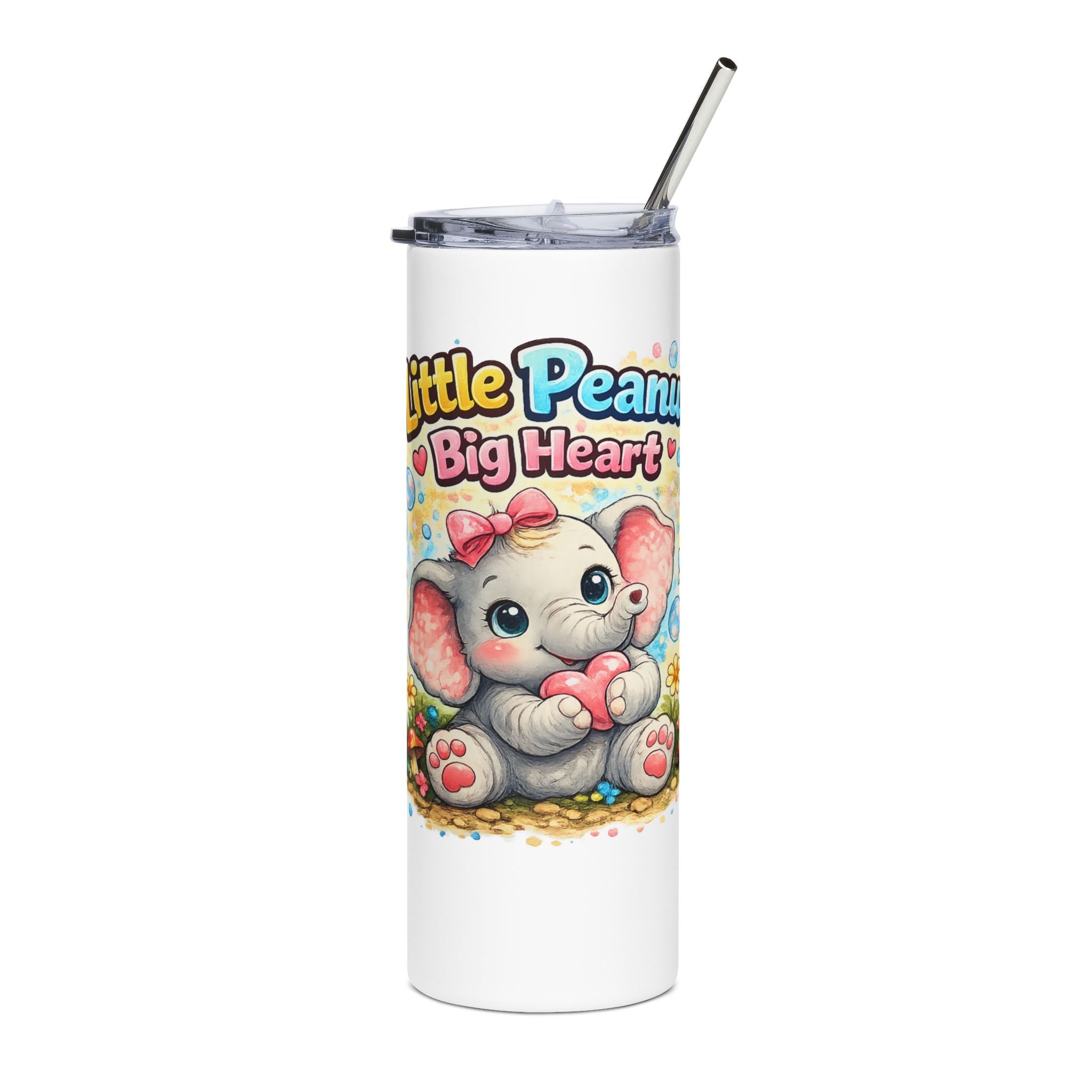 20oz Stainless Tumbler — "Little Peanut, Big Heart" Cute Baby Elephant Travel Cup