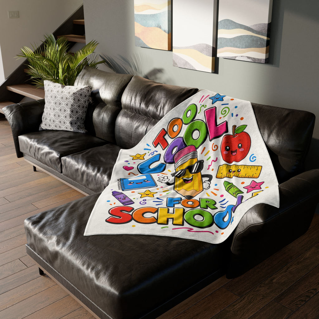 Too Cool For School Blanket — Cute Back to School Kids Throw